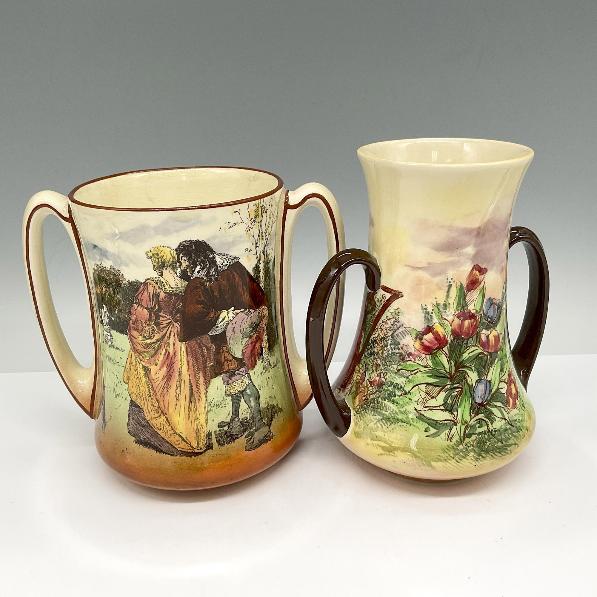 2pc Royal Doulton Series Ware Vases, Hundred Years Ago - Bild 2 aus 3