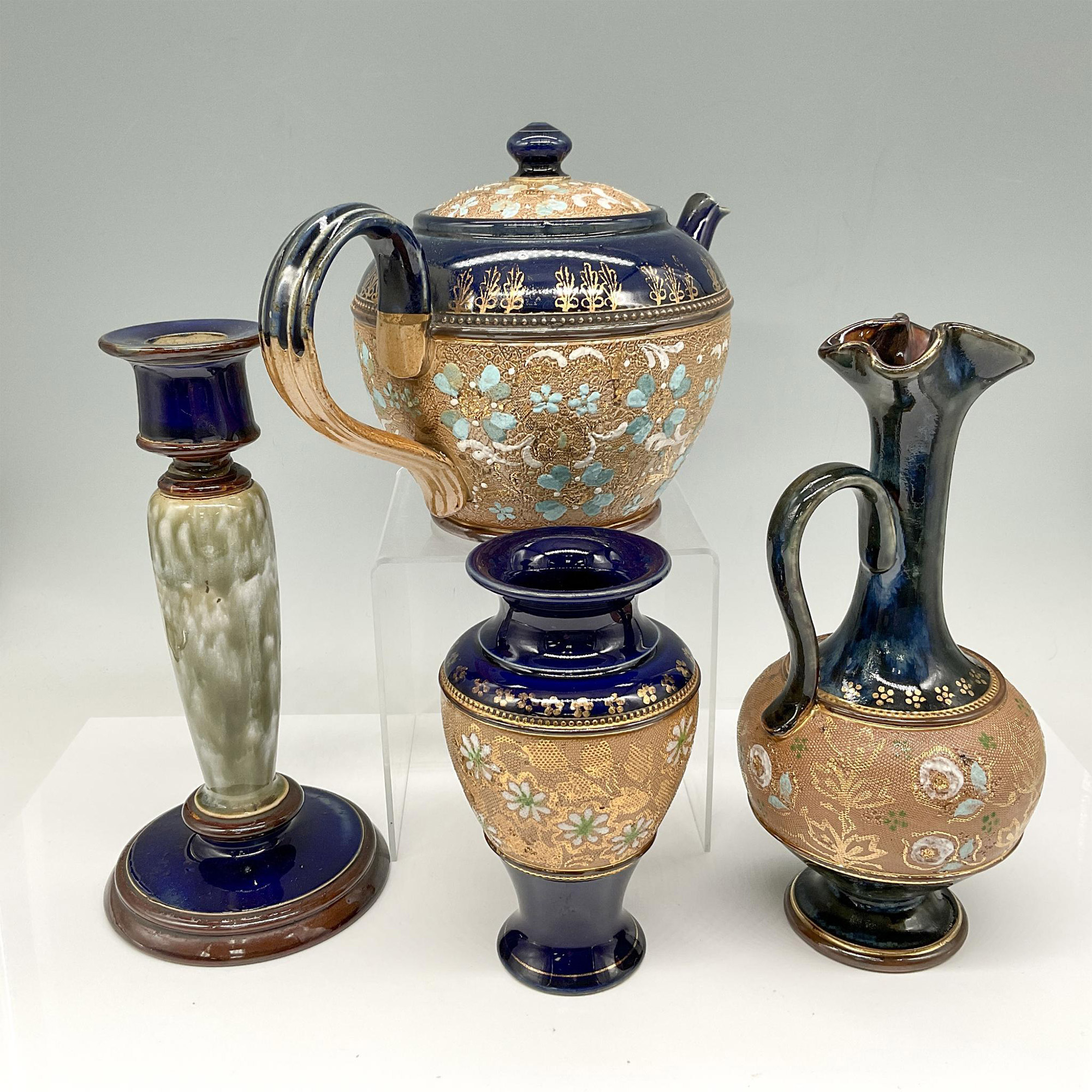 4pc Doulton Chine Teapot, Vase, Ewer & Holder - Image 2 of 4