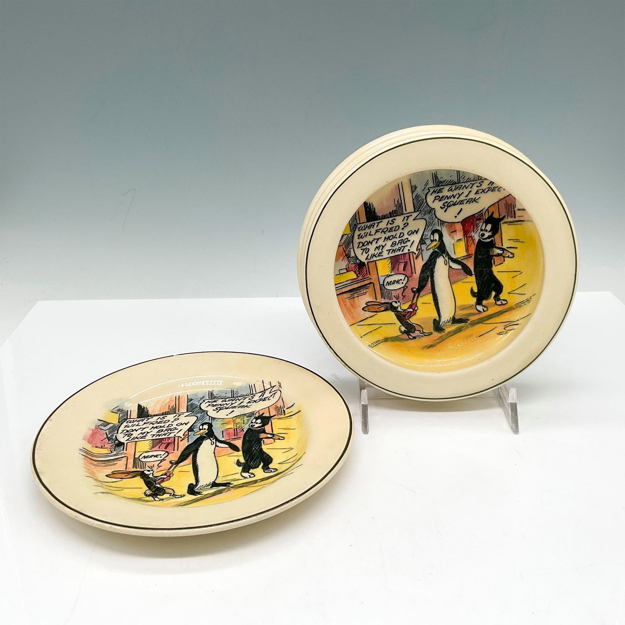 2pc Royal Doulton Series Ware Pip Squeak & Wilfred Bowl & Plate - Image 2 of 3