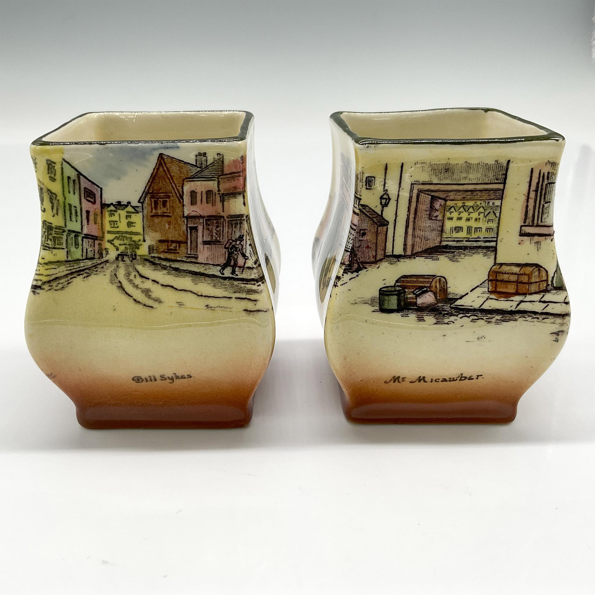 2pc Royal Doulton Dickens Vases, Mr. Micawber & Bill Sykes - Image 3 of 4