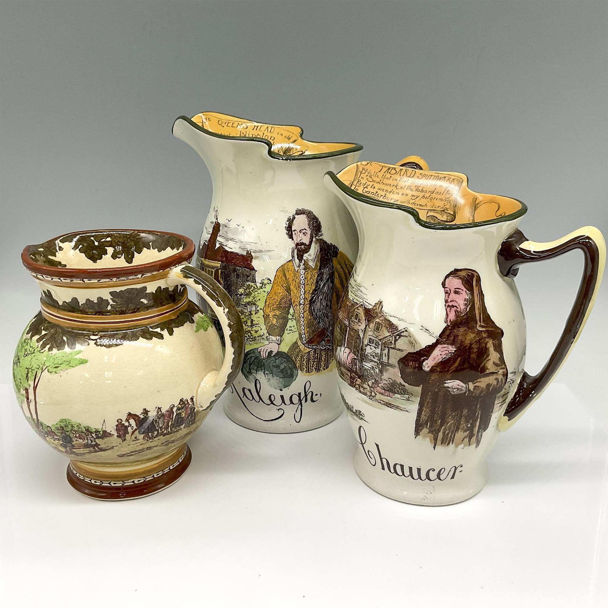 3pc Royal Doulton Porcelain Authors and Inns Series Pitchers
