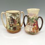 2pc Royal Doulton Series Ware Vases, Hundred Years Ago