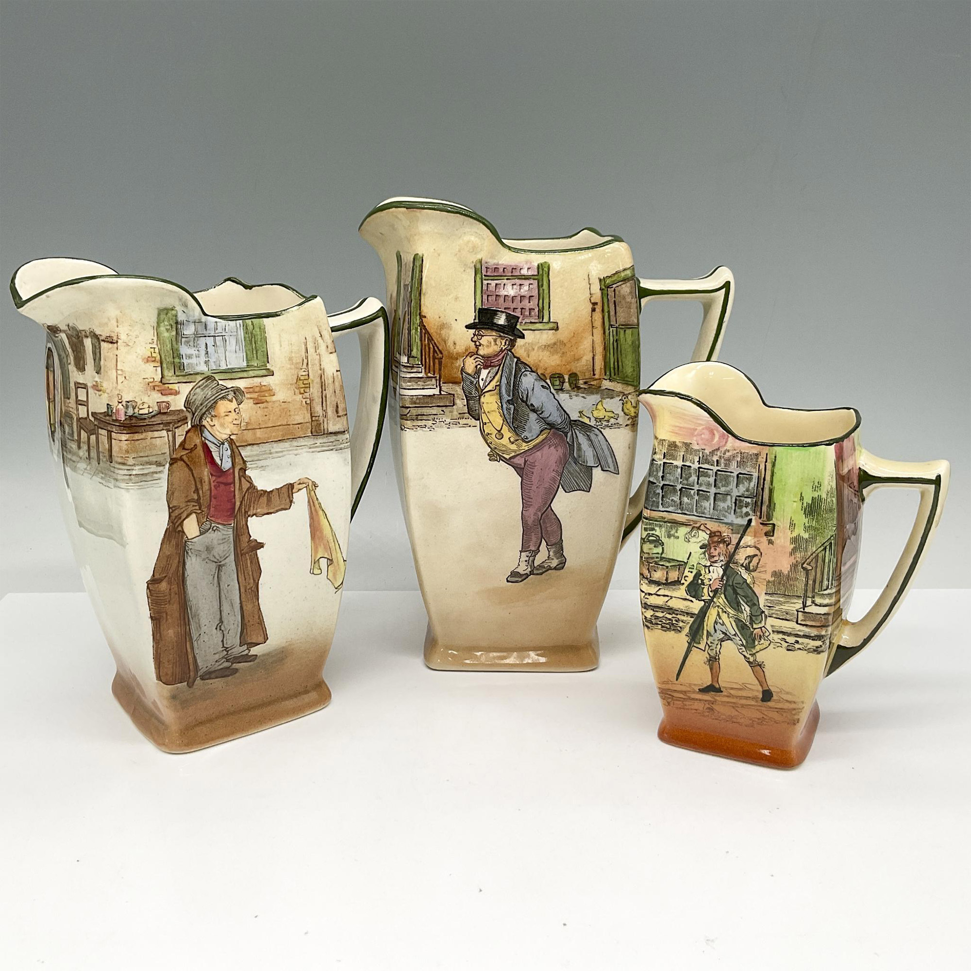 3pc Royal Doulton Dickens Ware Pitchers