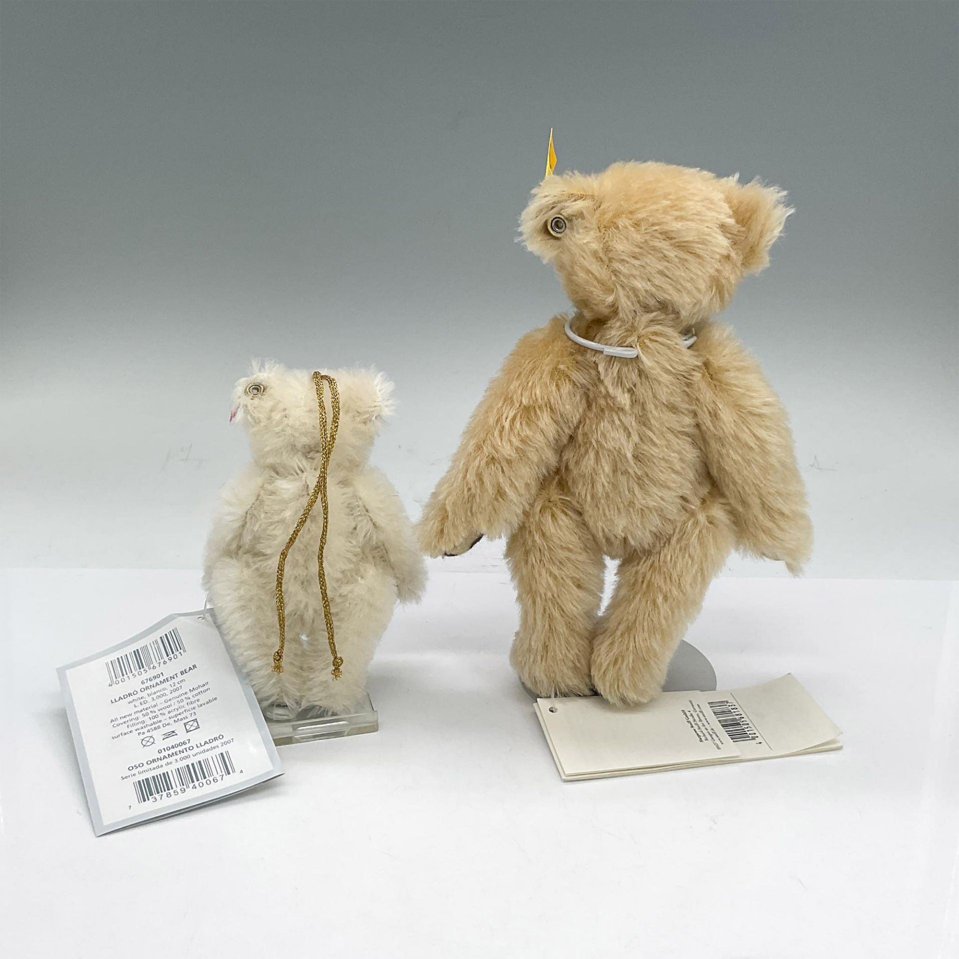 2pc Steiff Mohair Bears, Lladro Ornament + Williams Sonoma - Image 2 of 4