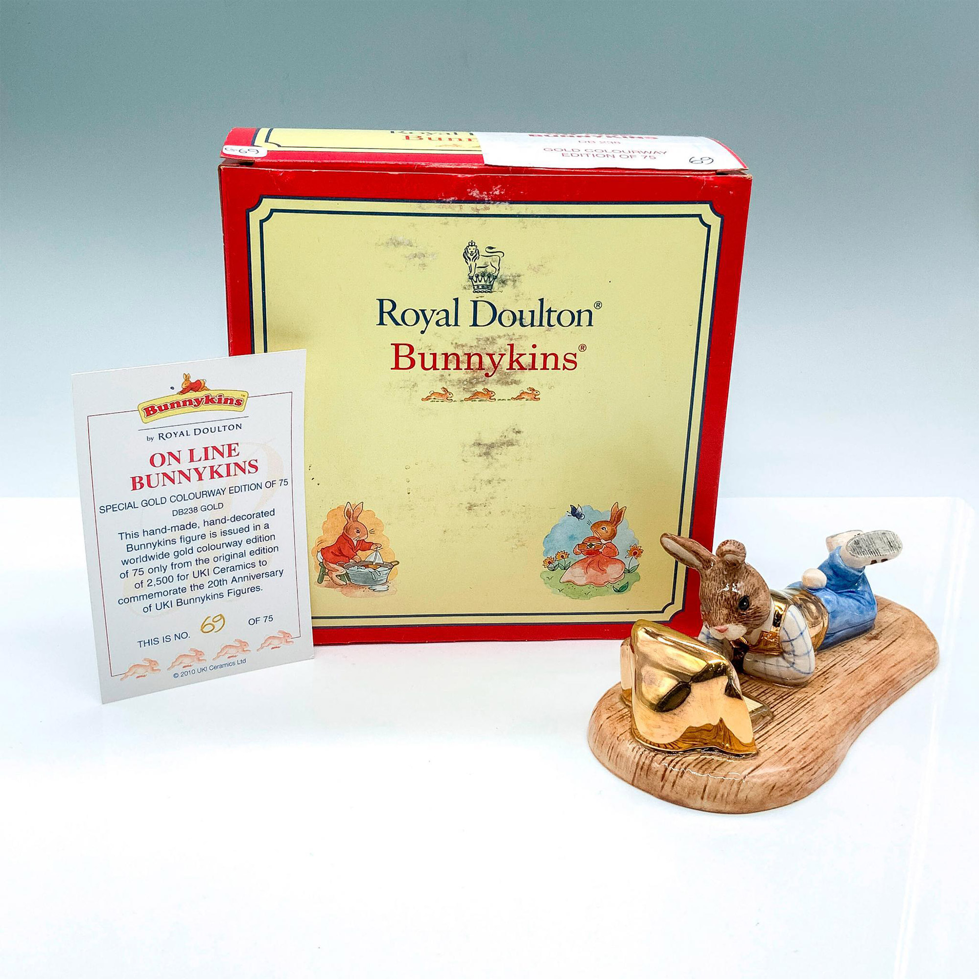 Royal Doulton Bunnykins Figurine, LE Gold Issue On Line DB238 - Image 5 of 5