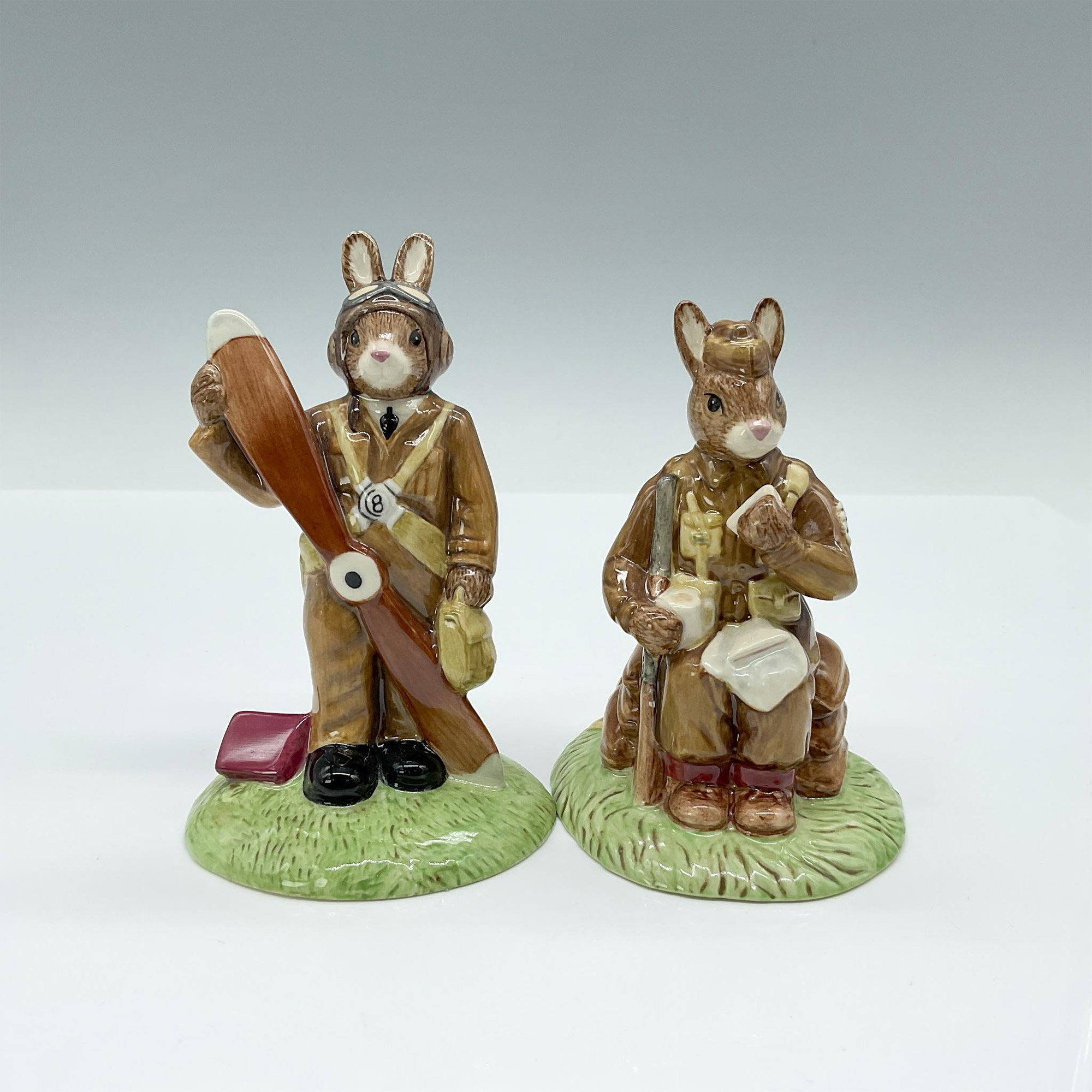 2pc Royal Doulton Bunnykins Figurines, WWII Collection