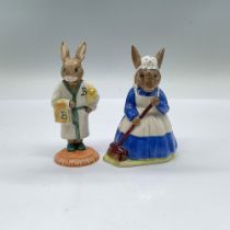 2pc Royal Doulton Bunnykins Figurines, Cleaning Time DB6/148