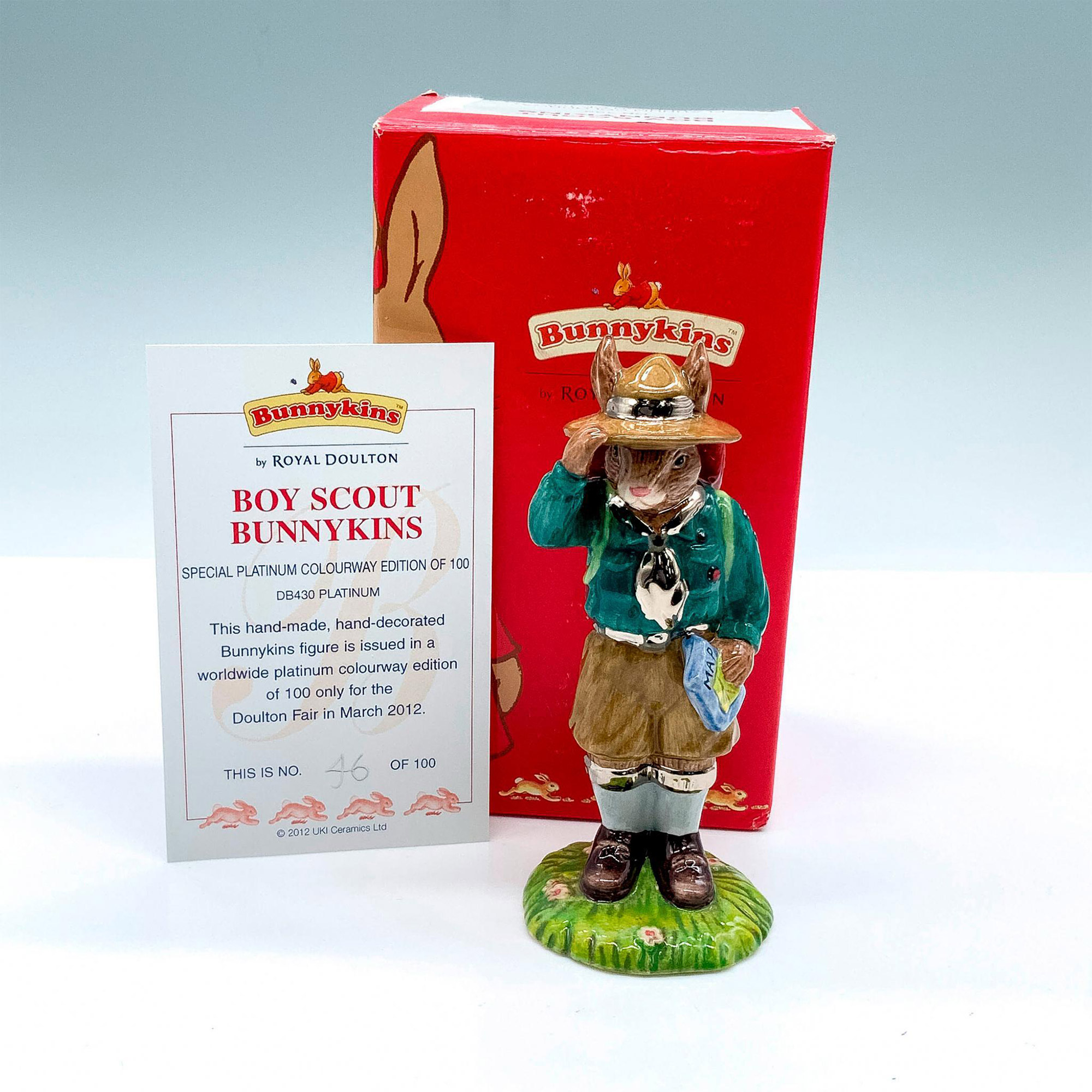 Royal Doulton Bunnykins Figurine, LE Platinum Issue Boy Scout DB430 - Image 5 of 5