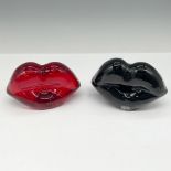 2pc Kosta Boda Make Up Hot Lips Sculpture - Paperweights