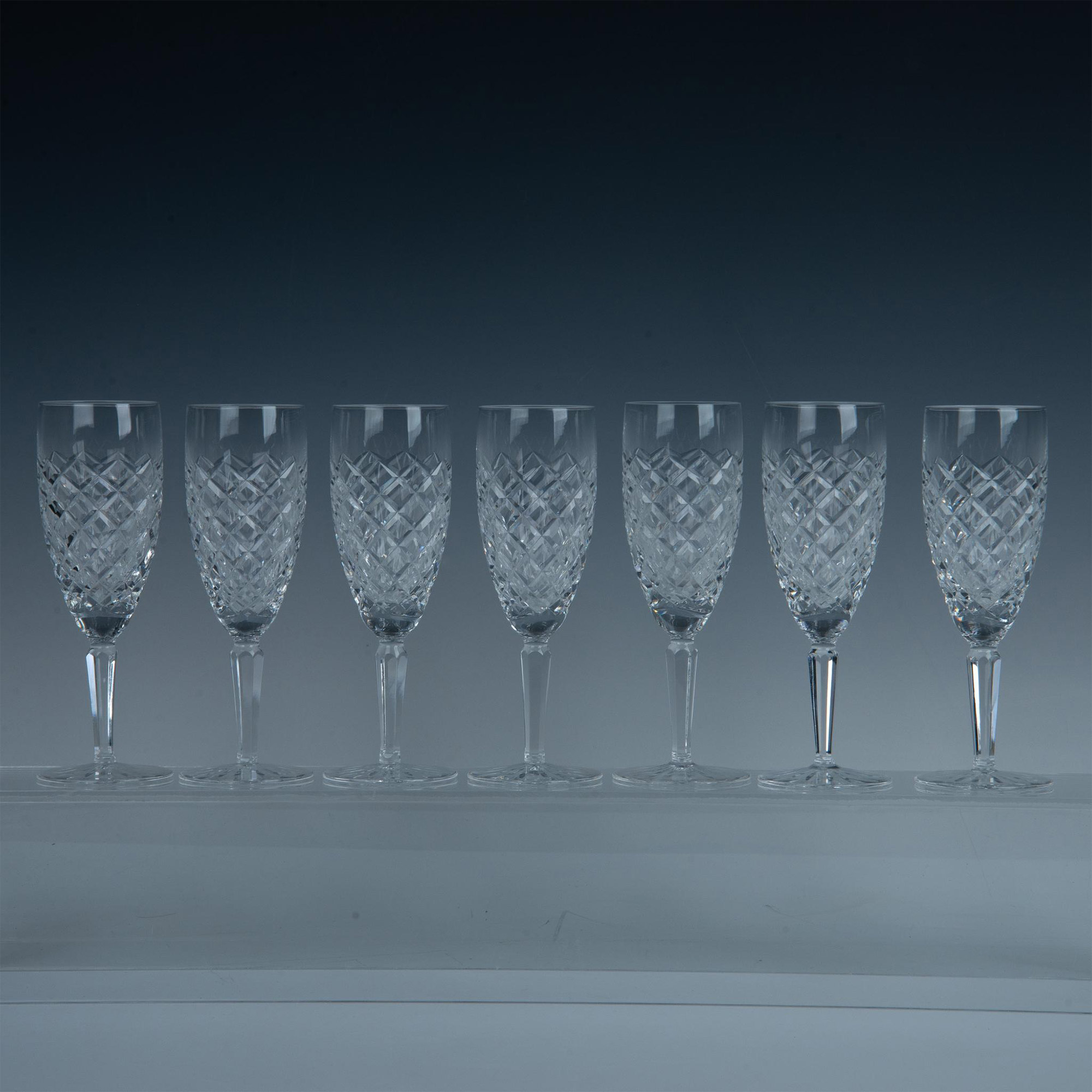 7pc Waterford Crystal Champagne Flutes, Comeragh