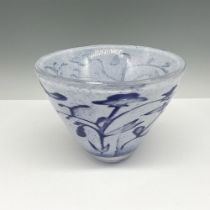 Kosta Boda Art Glass Floating Blue Flowers Vase