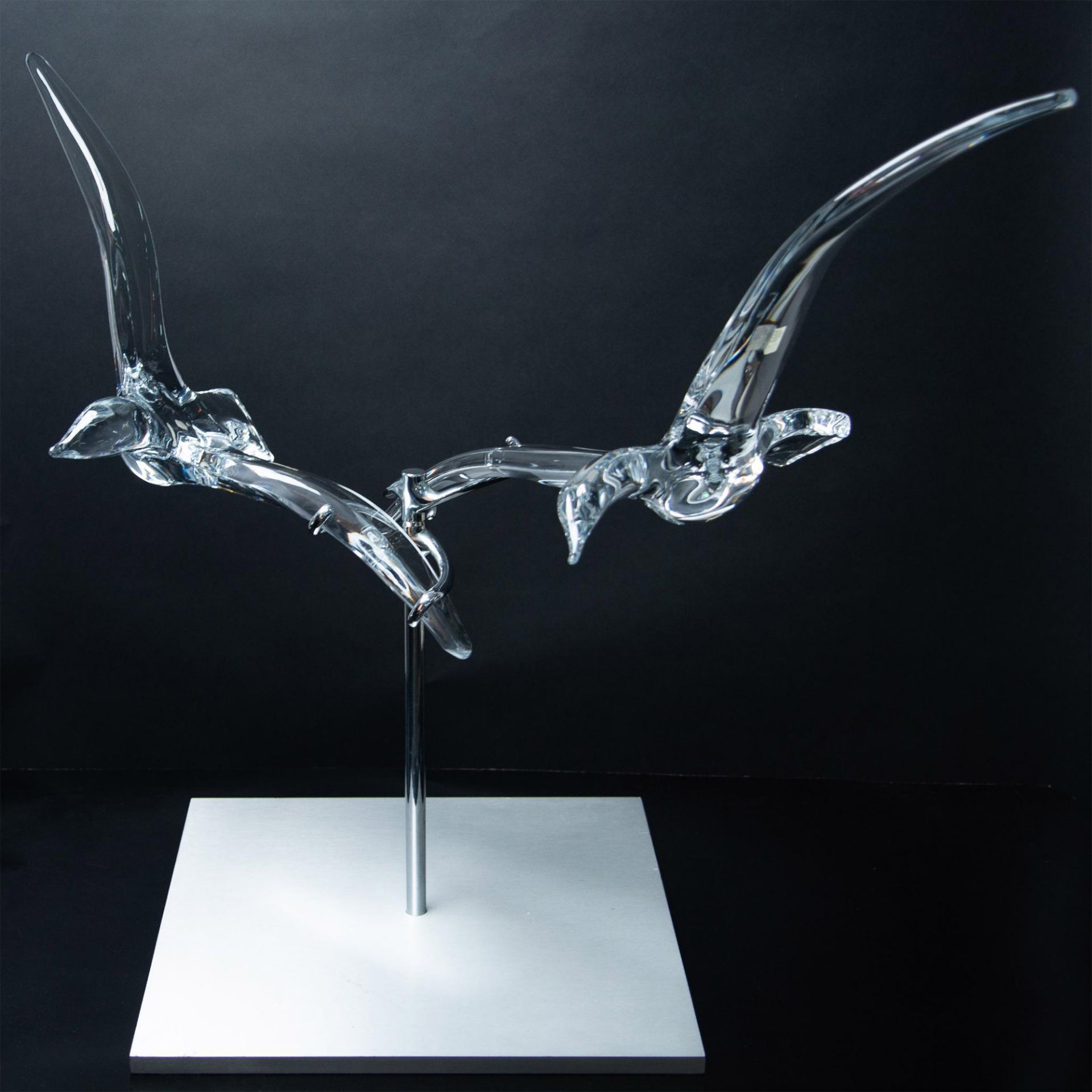 Daum Crystal Sculpture by Claude Lhoste, Birds in Flight - Image 4 of 10