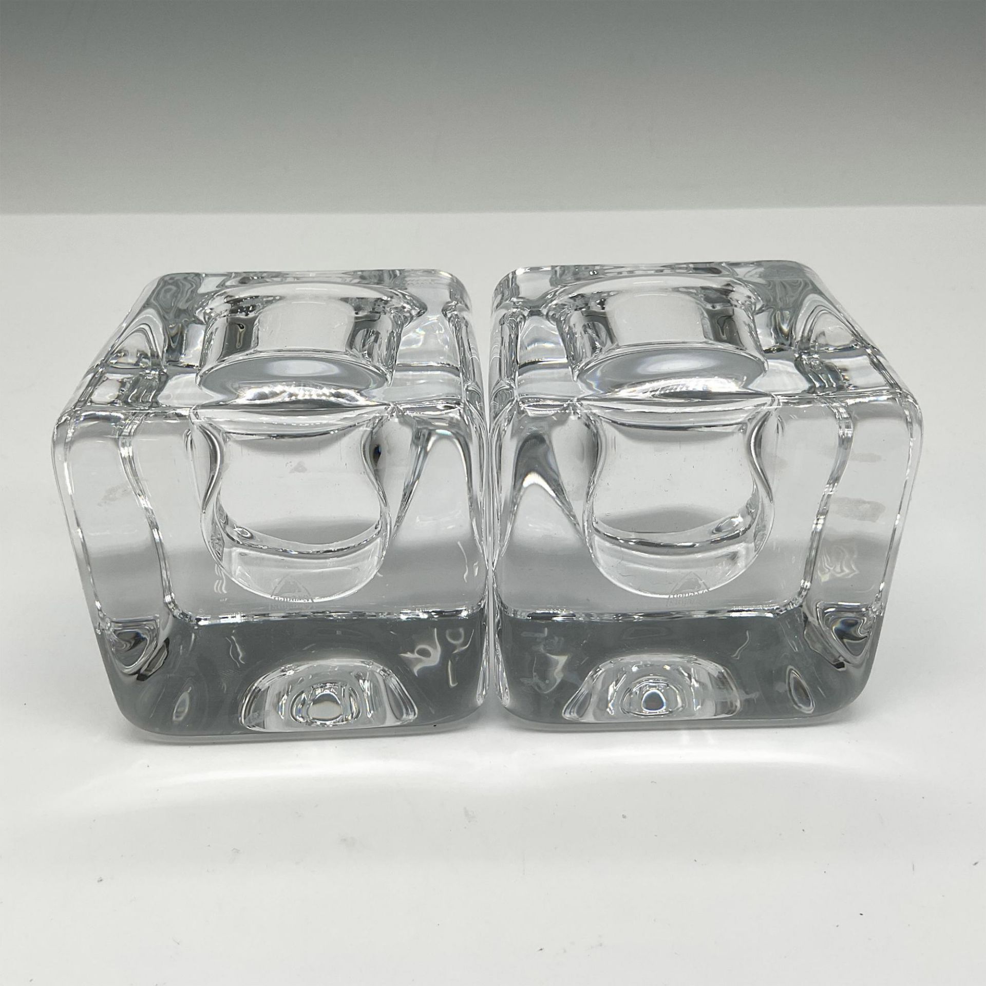 Pair of Orrefors Crystal Nordic Light Ice Cube Votives - Image 3 of 4