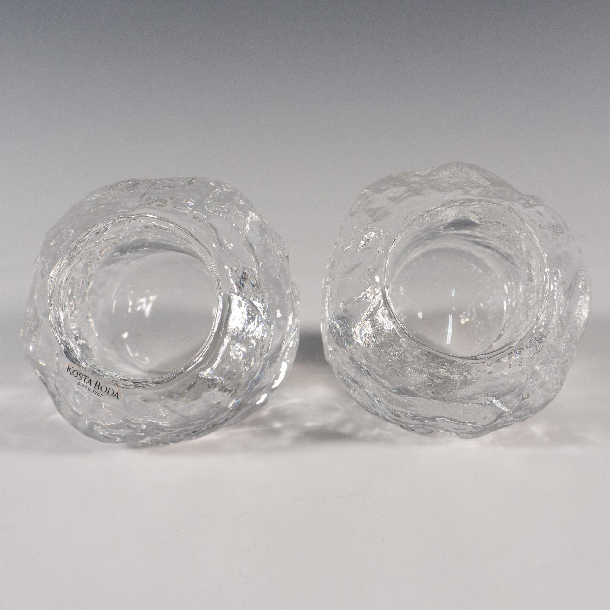 Pair of Kosta Boda by Ann Warff Candle Holders, Snowball - Image 3 of 3