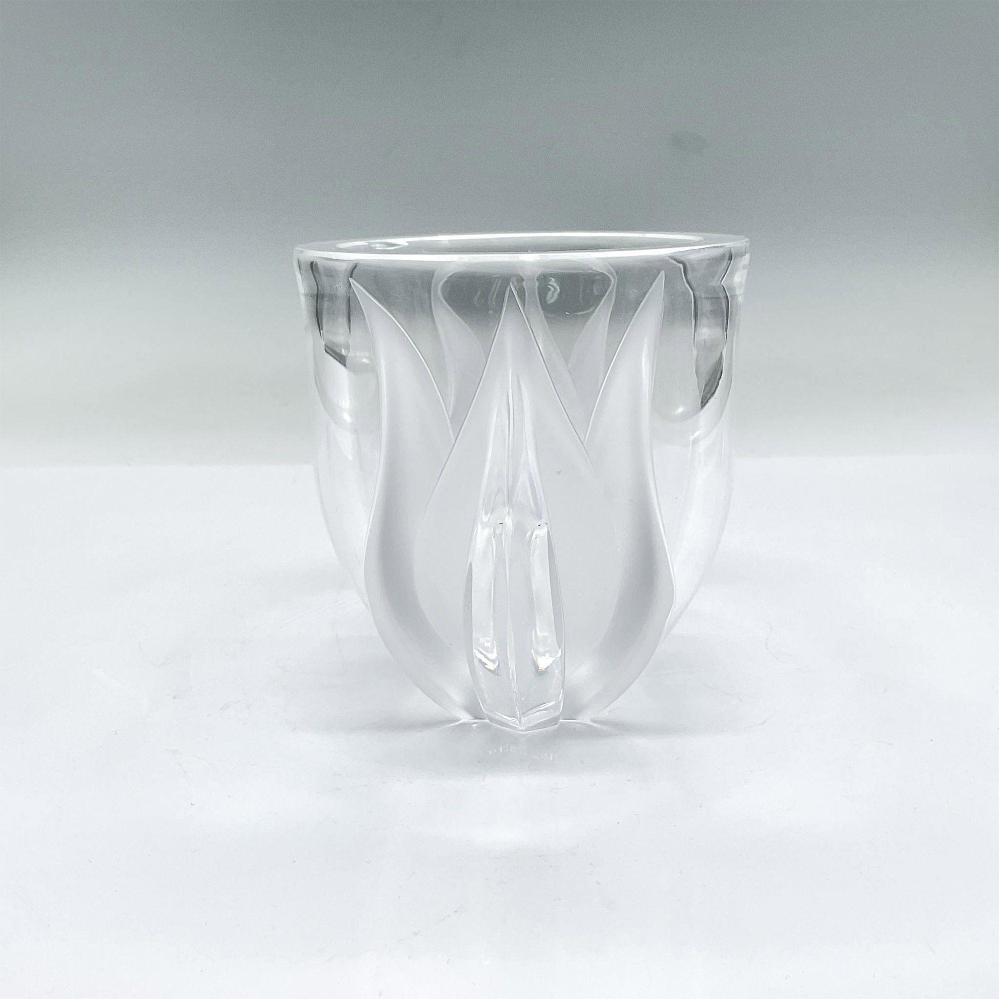 Lalique Crystal Vase, Deaux Tulips - Image 3 of 4