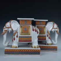 Pair of Vintage Ceramic Indian Elephant Plant Stands