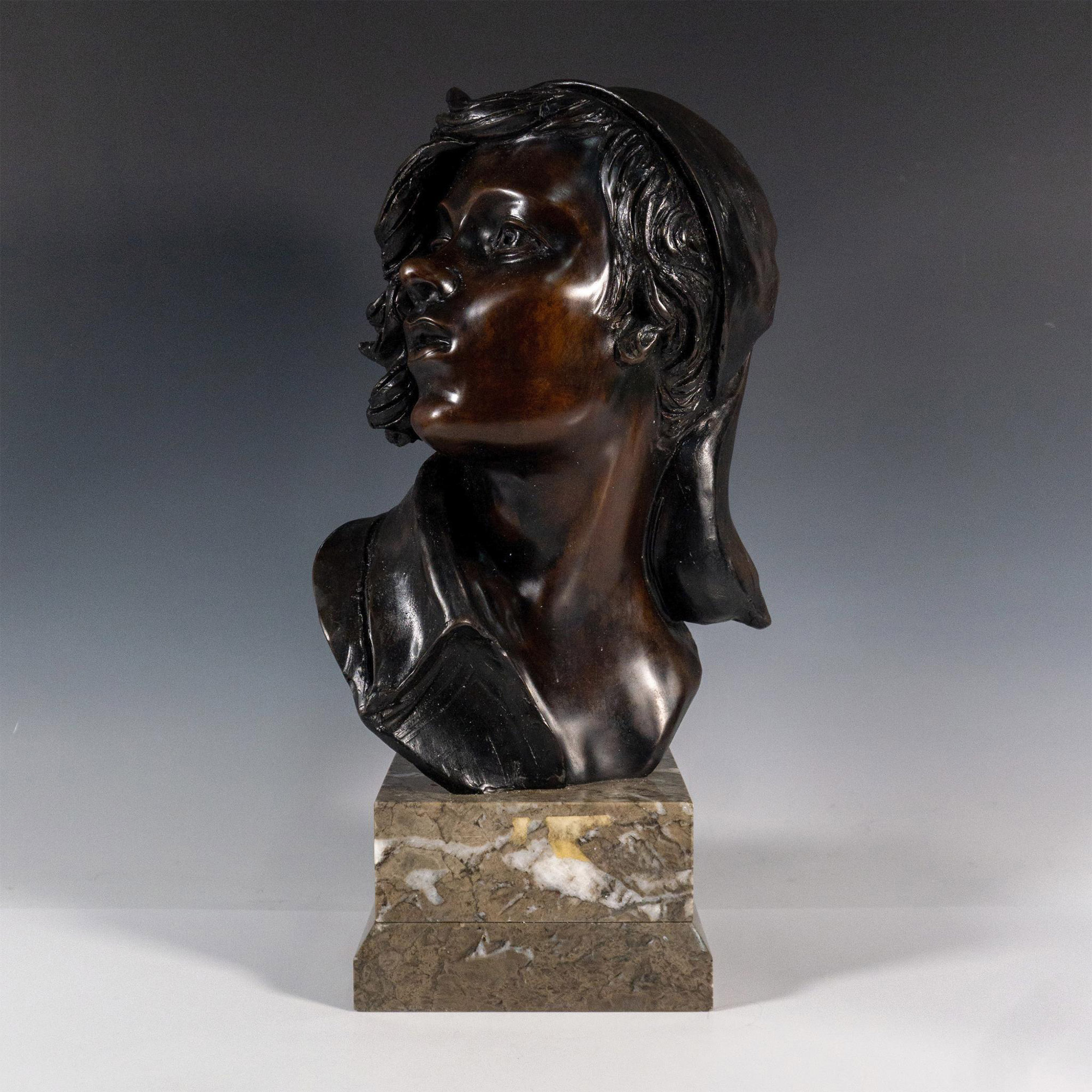 Lombardo, Original Bronze Portrait of a Young Boy, Signed - Image 2 of 5