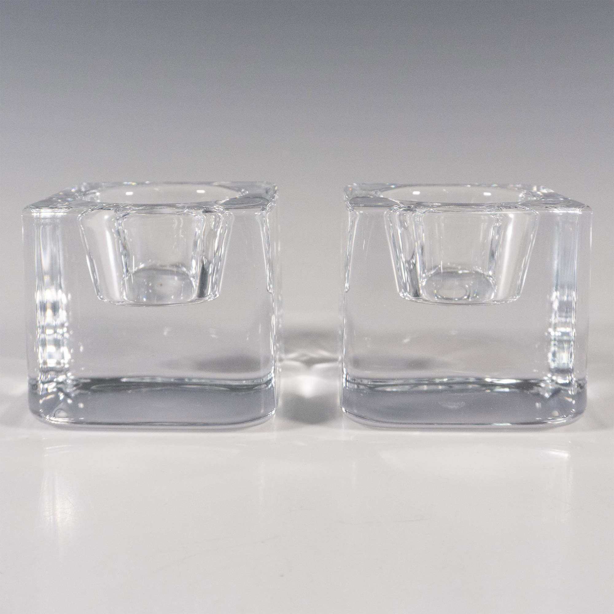 Pair of Orrefors by Goran Warff Candle Holders, Ice Cube