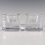 Pair of Orrefors by Goran Warff Candle Holders, Ice Cube