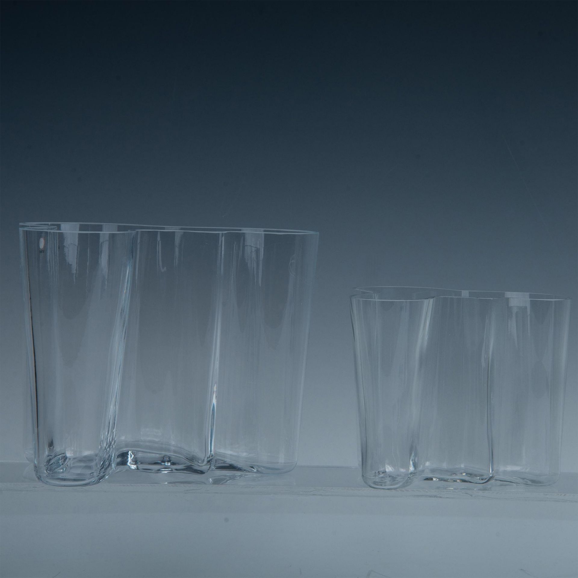 2pc Iittala Clear Glass Vases, Alvar Aalto Collection - Image 3 of 5