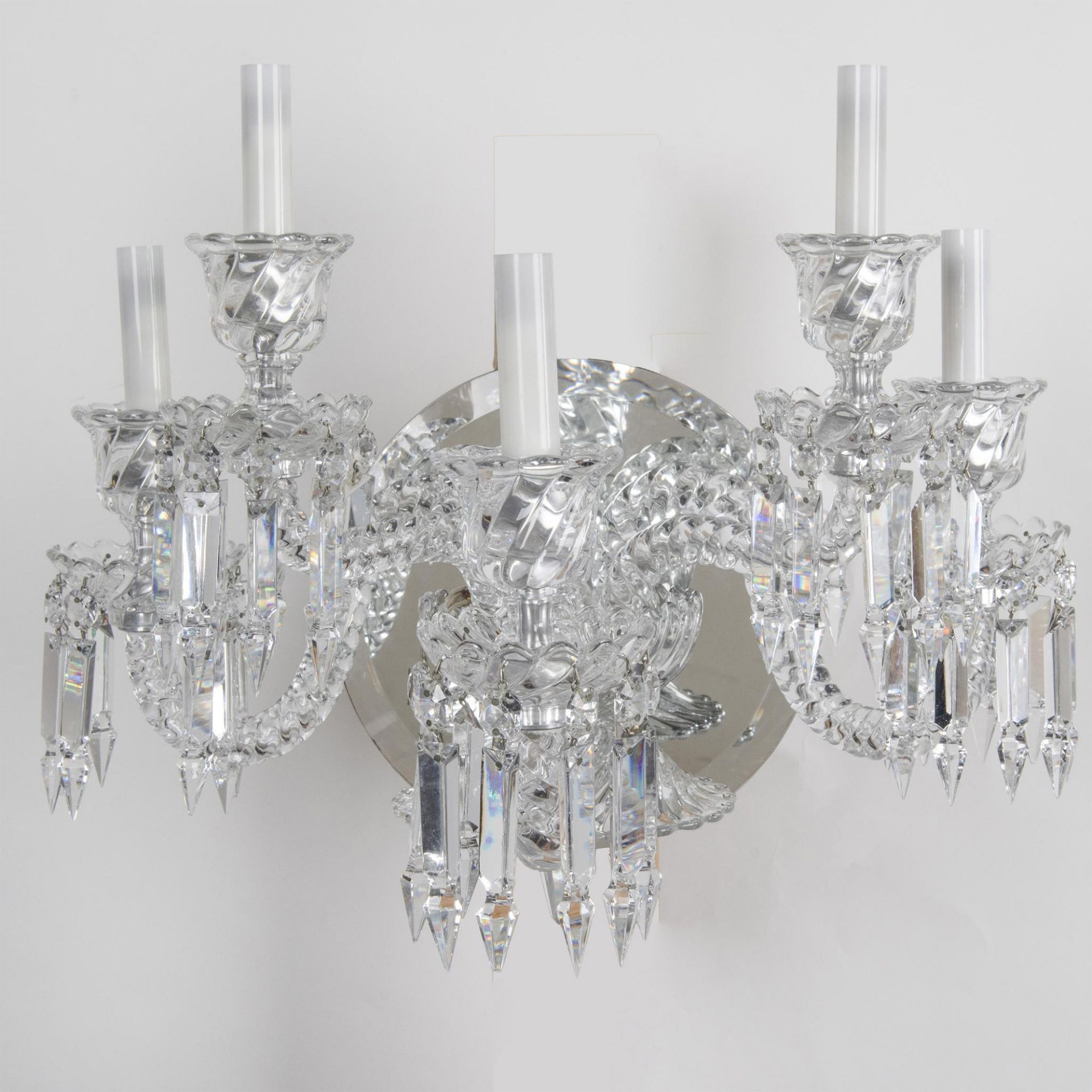 Baccarat Crystal Bambous 5 Arm Wall Sconce