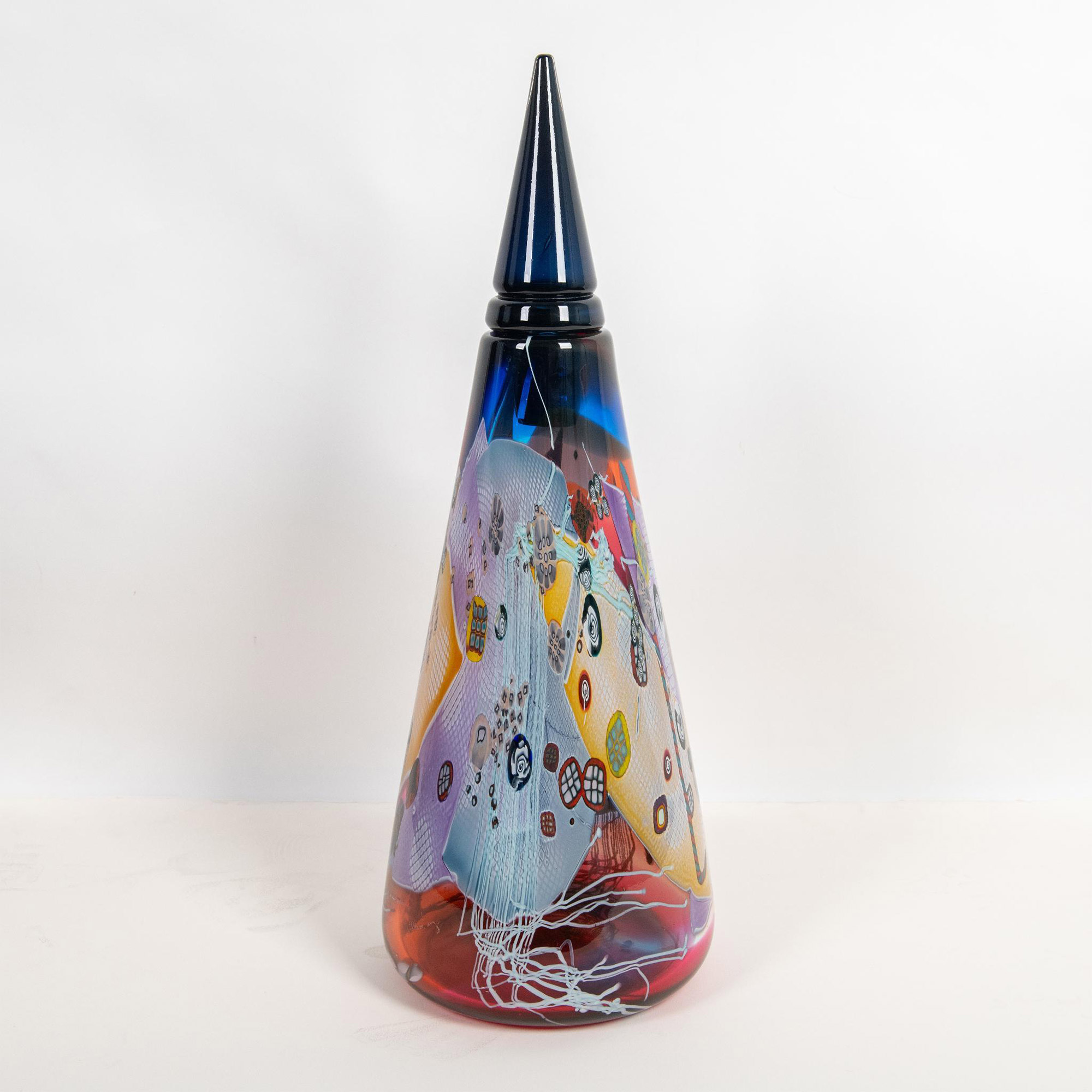 Wes Hunting, Original Hand Blown Color Glass Vessel, Signed - Image 4 of 6