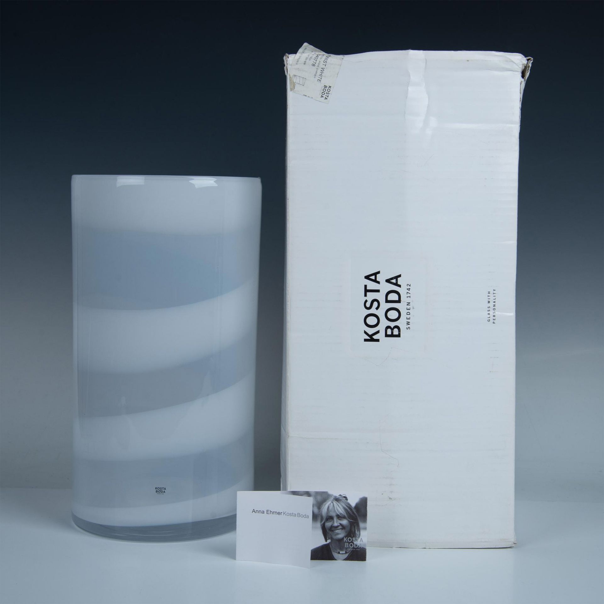 Kosta Boda Art Glass Twist White Vase, Signed - Image 3 of 7