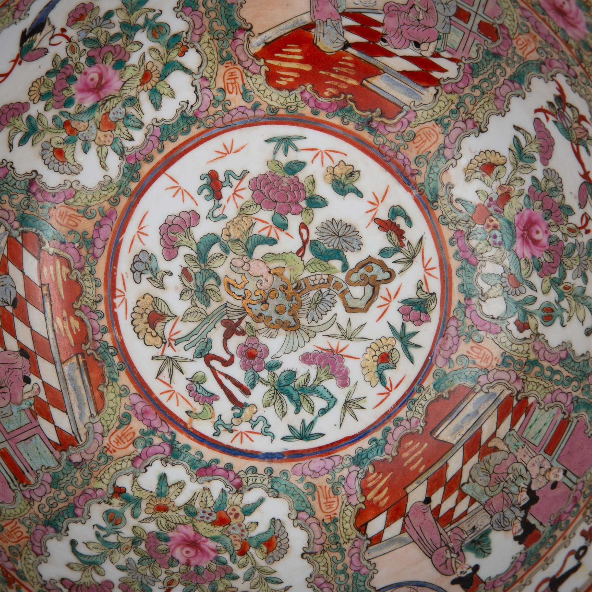 Early Republic Chinese Rose Medallion Porcelain Bowl - Image 4 of 5