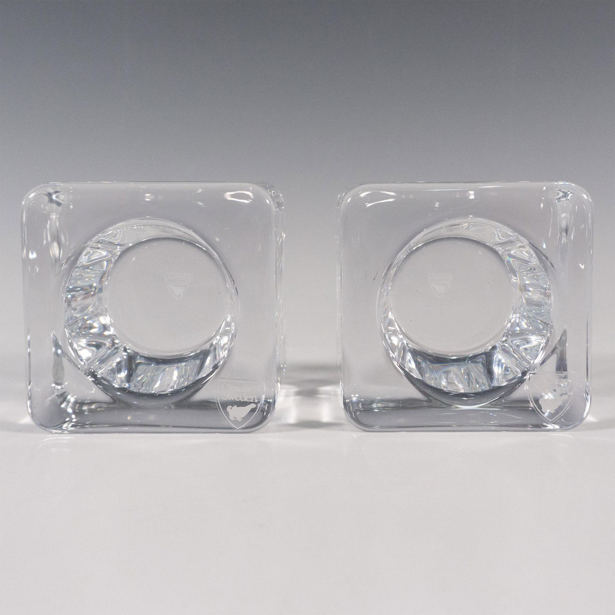 Pair of Orrefors by Goran Warff Candle Holders, Ice Cube - Image 2 of 3