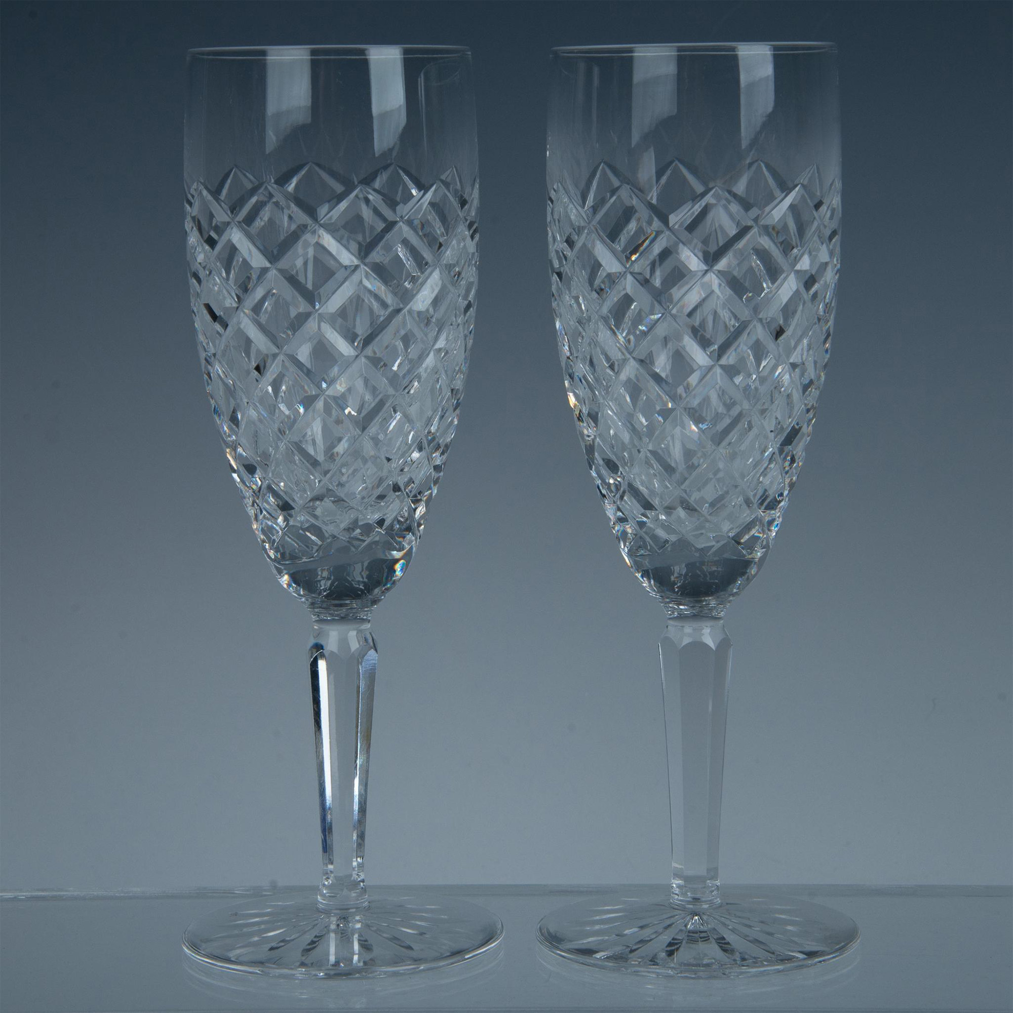 7pc Waterford Crystal Champagne Flutes, Comeragh - Image 2 of 7