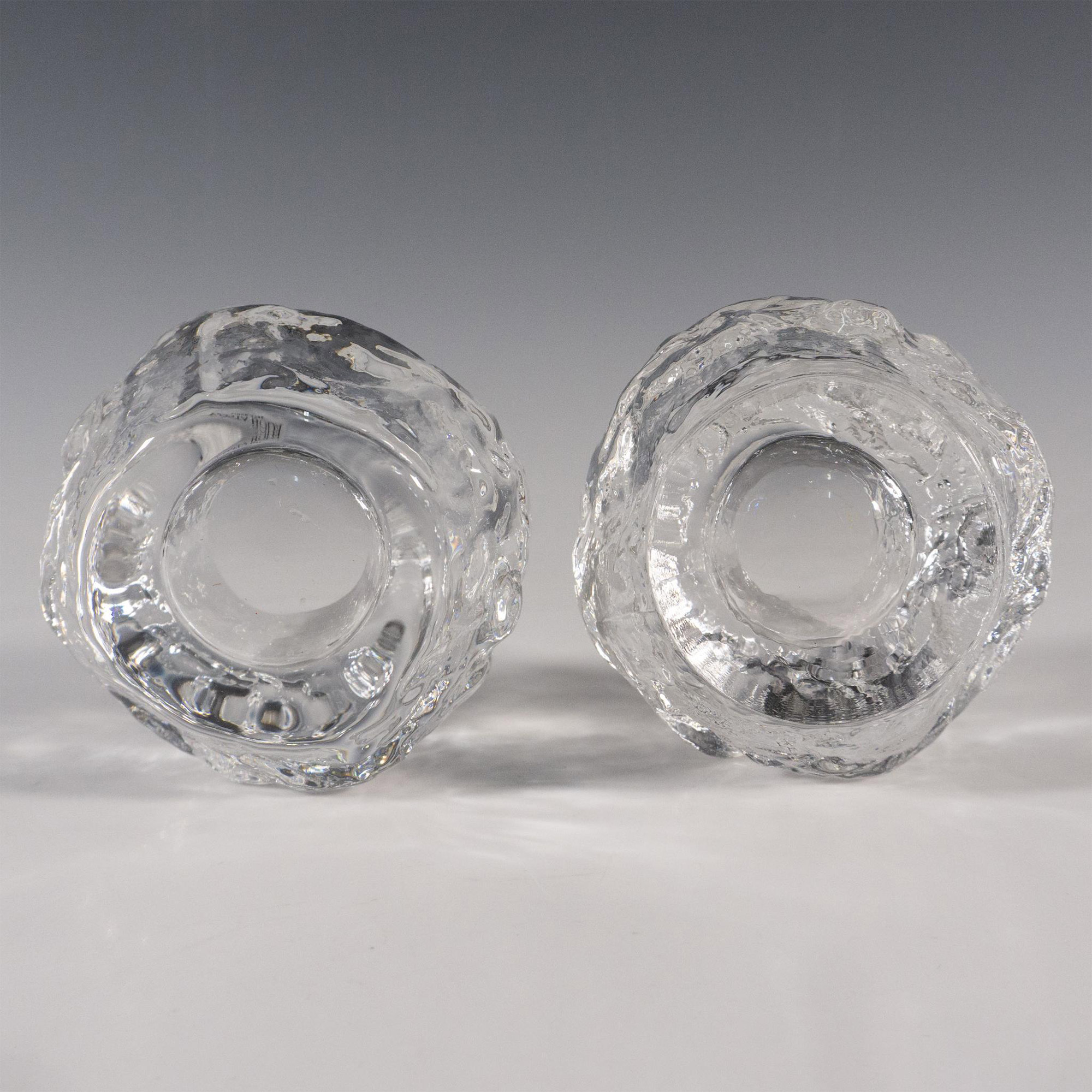 Pair of Kosta Boda by Ann Warff Candle Holders, Snowball - Image 2 of 3