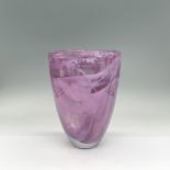 Kosta Boda Glass Vase, Pink Swirl