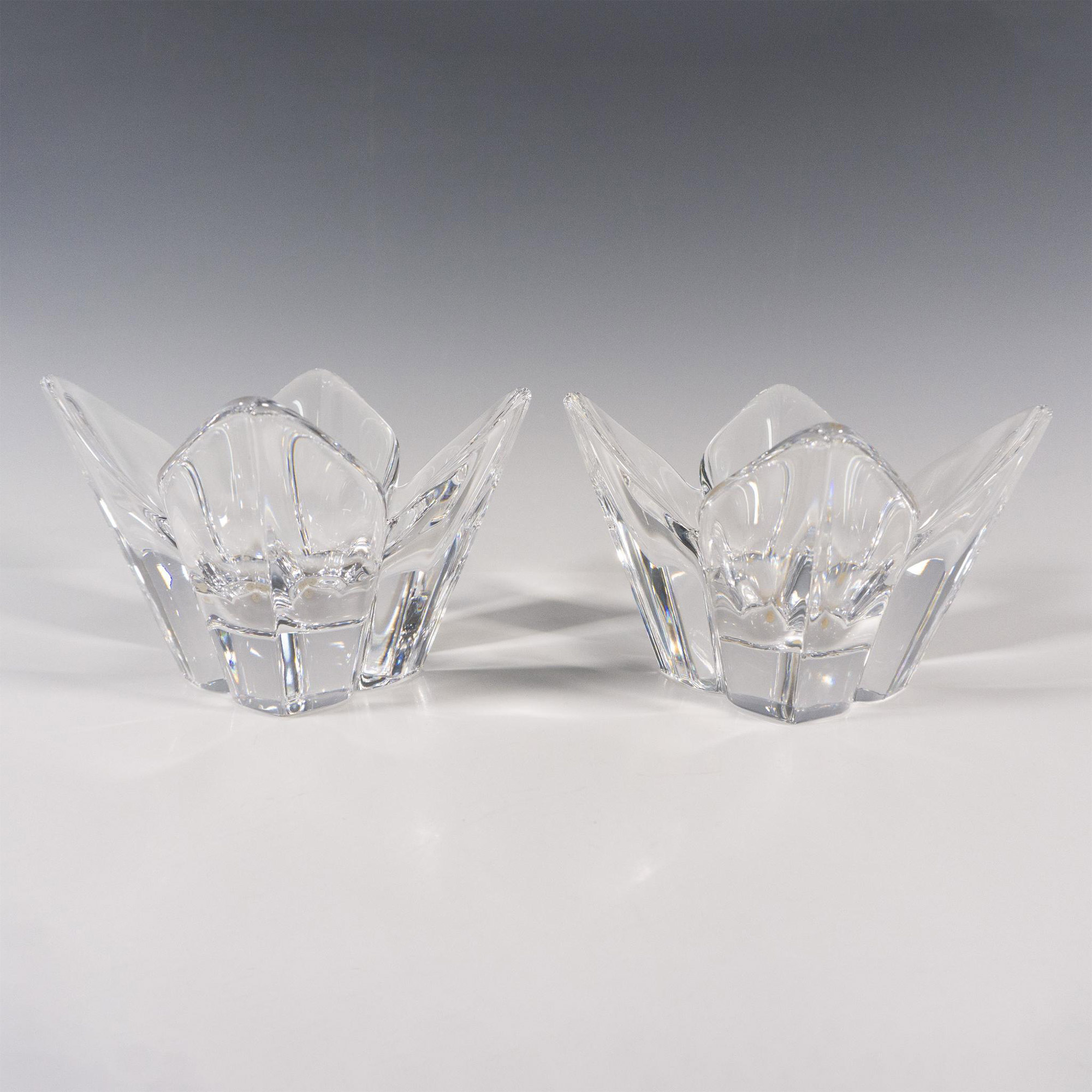 Pair of Orrefors Crystal Candle Holders, Lotus - Image 2 of 4