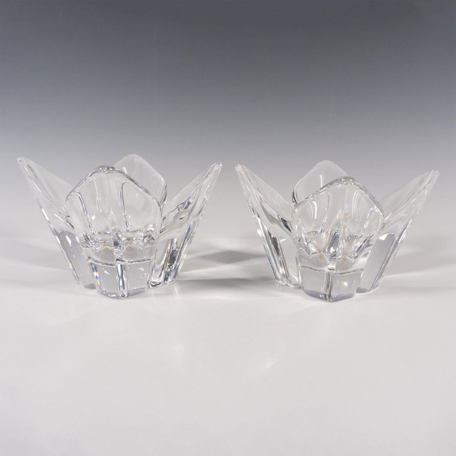 Pair of Orrefors Crystal Candle Holders, Lotus - Image 2 of 4