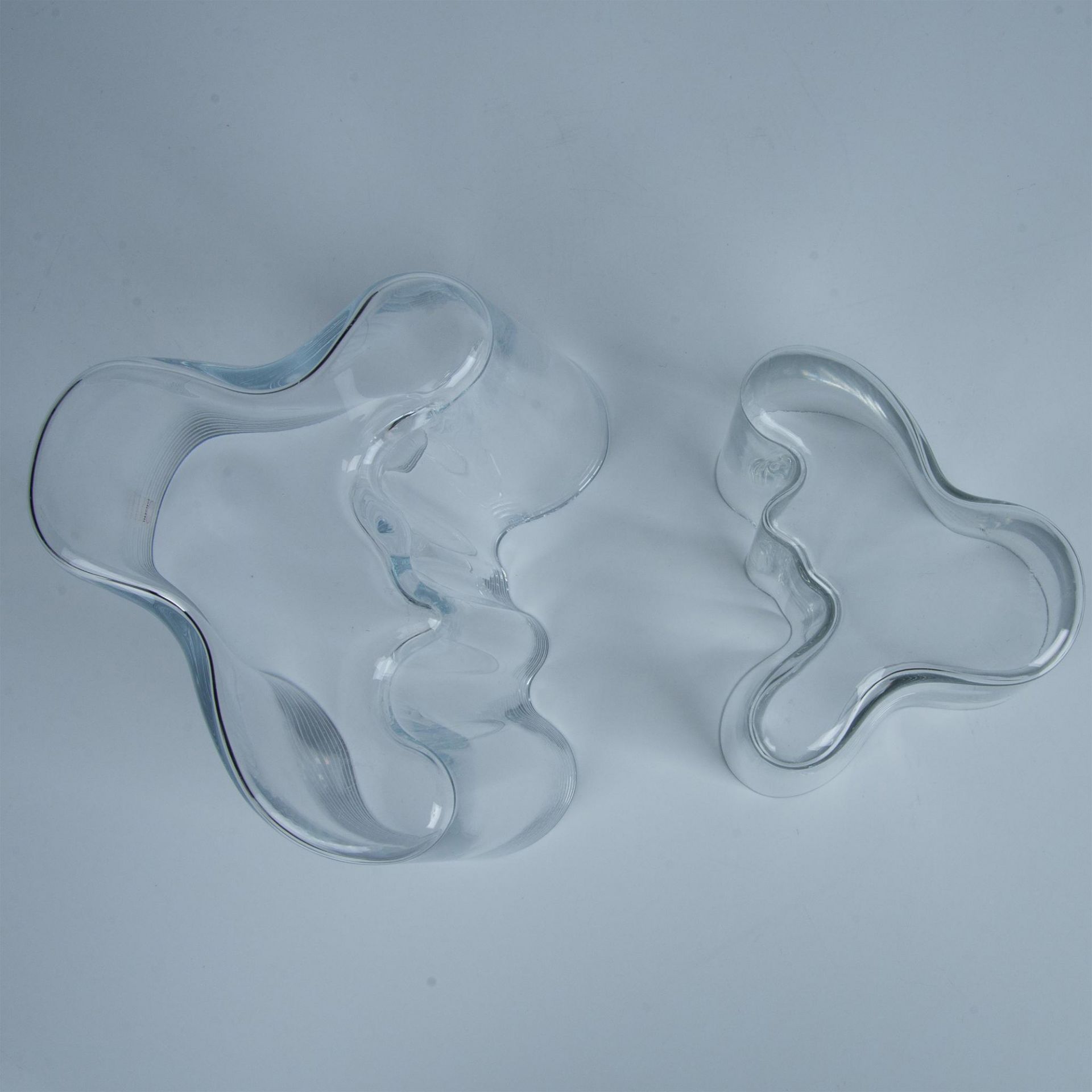 2pc Iittala Clear Glass Vases, Alvar Aalto Collection - Image 4 of 5