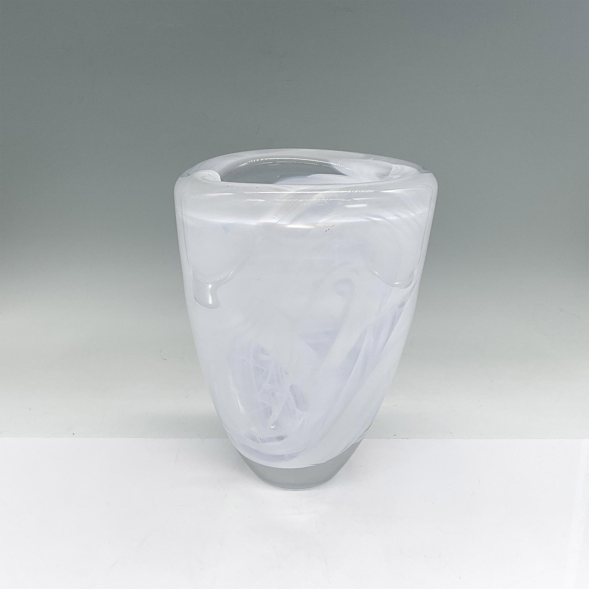 Kosta Boda Glass Vase, White Swirl - Image 2 of 3