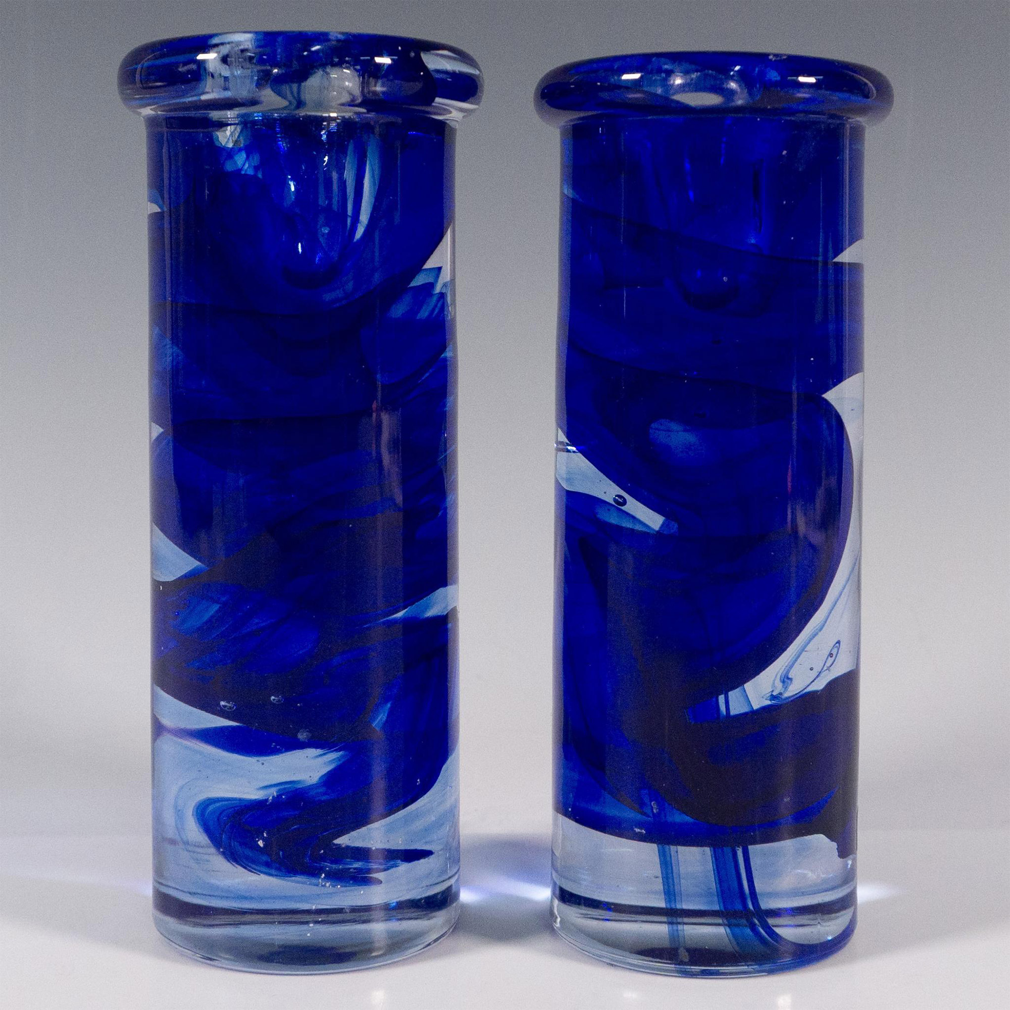 Pair of Kosta Boda by Anna Ehrner Glass Candlesticks, Atoll - Image 2 of 3