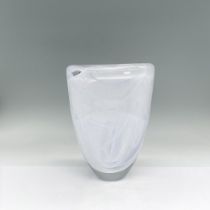 Kosta Boda Glass Vase, White Swirl