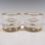 Pair of Orrefors by Anna Ehrner Candle Holders, Shine Gold