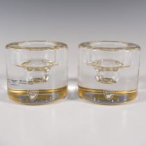 Pair of Orrefors by Anna Ehrner Candle Holders, Shine Gold