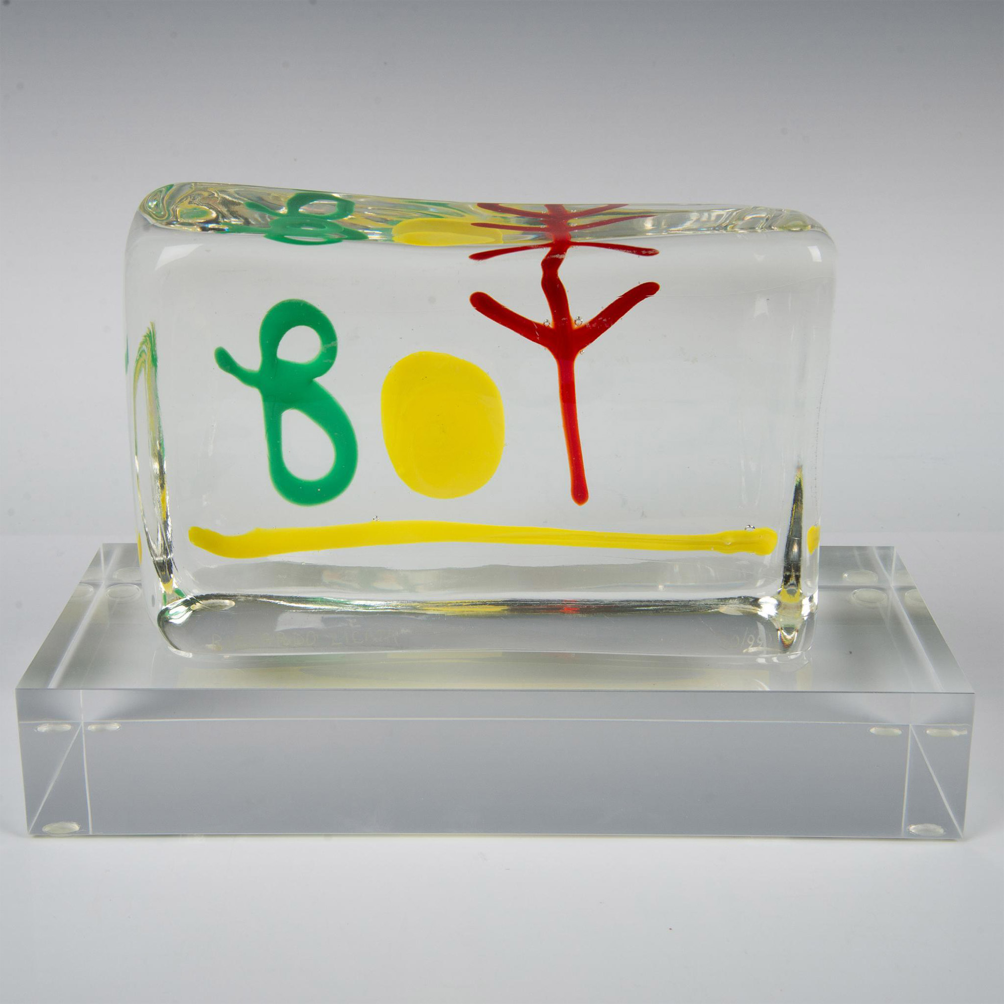 Murano Riccardo Licata Glass Sculpture, Brick