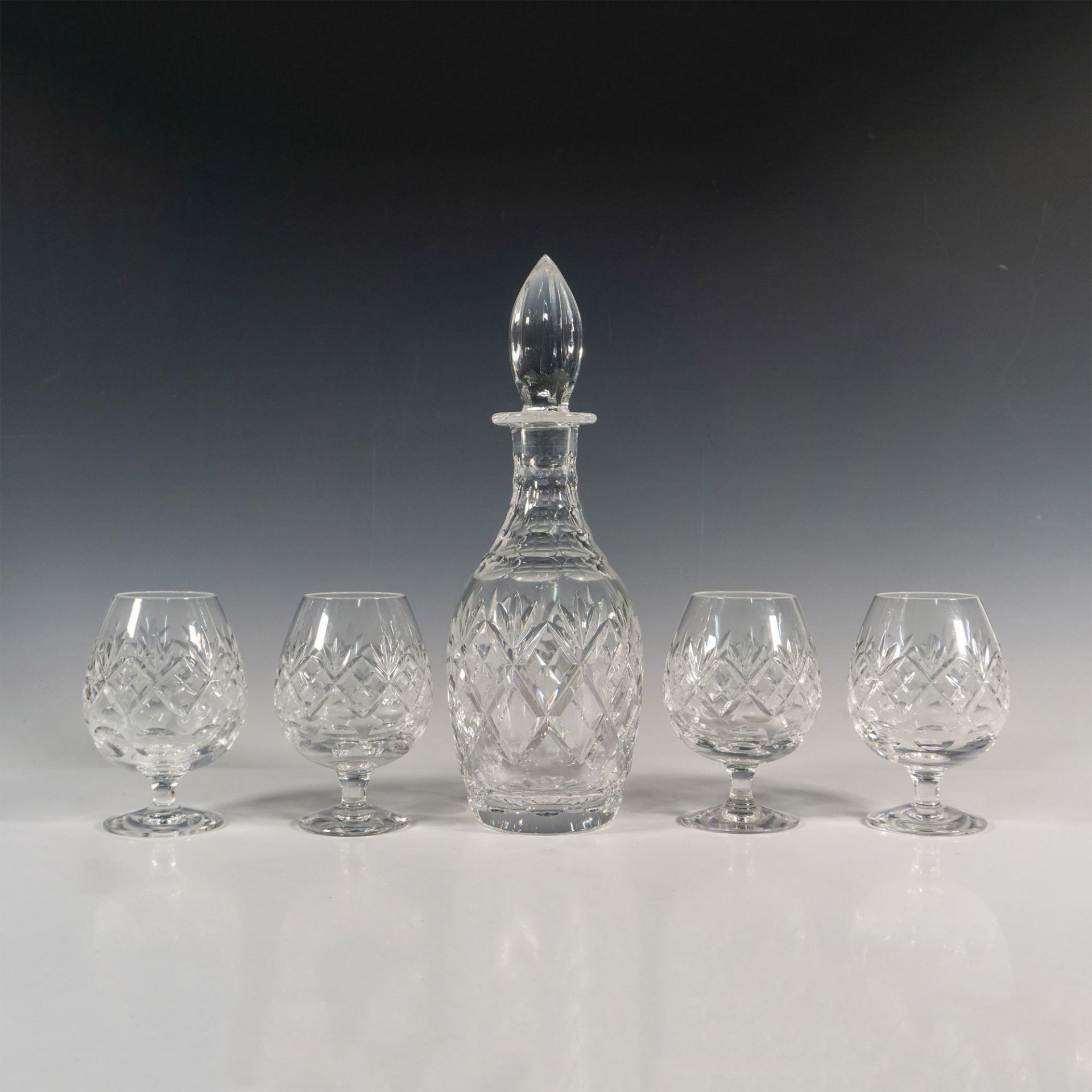 5pc Royal Doulton Crystal Brandy Glasses + Decanter - Bild 2 aus 4