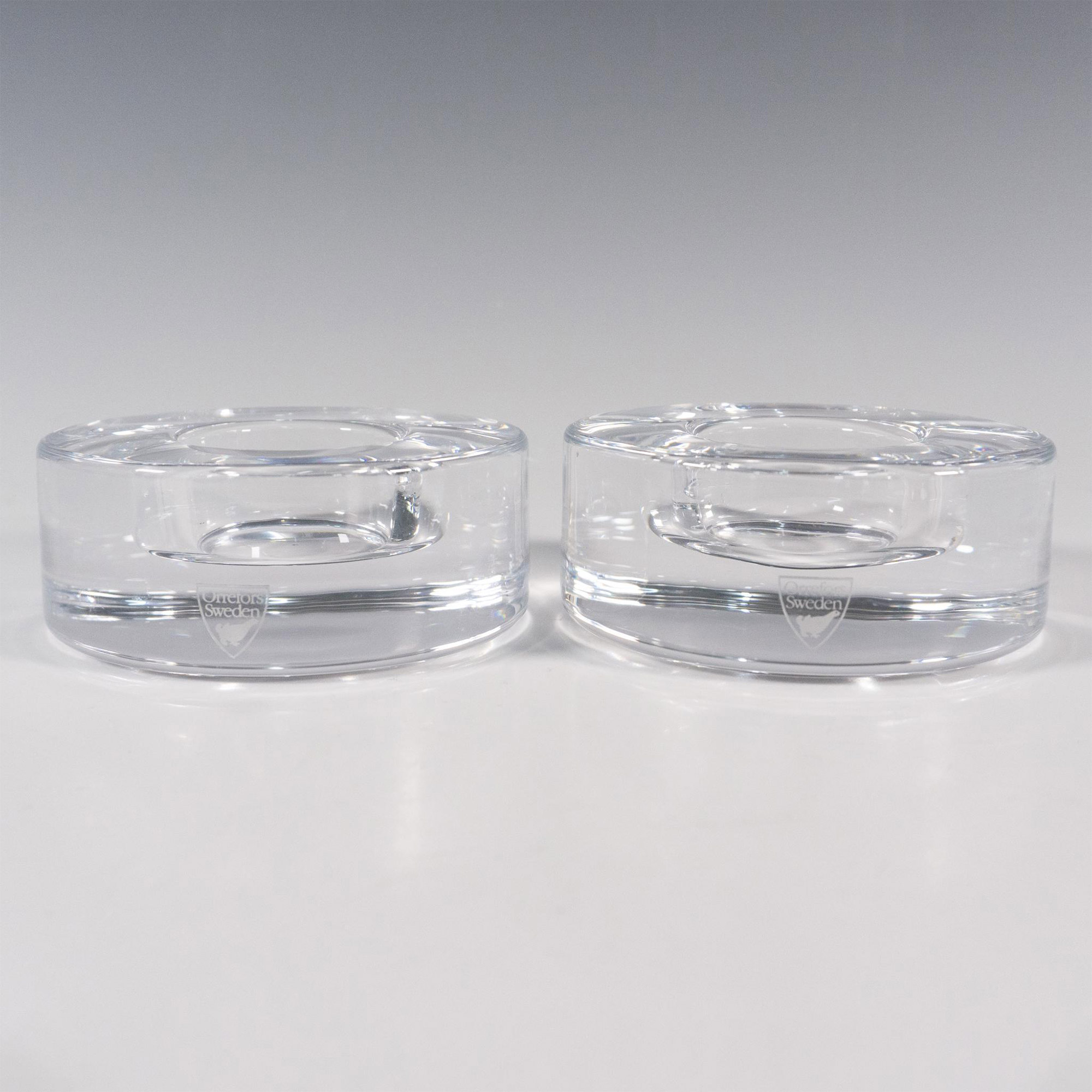 Pair of Orrefors by Lena Bergstrom Candle Holder, Puck