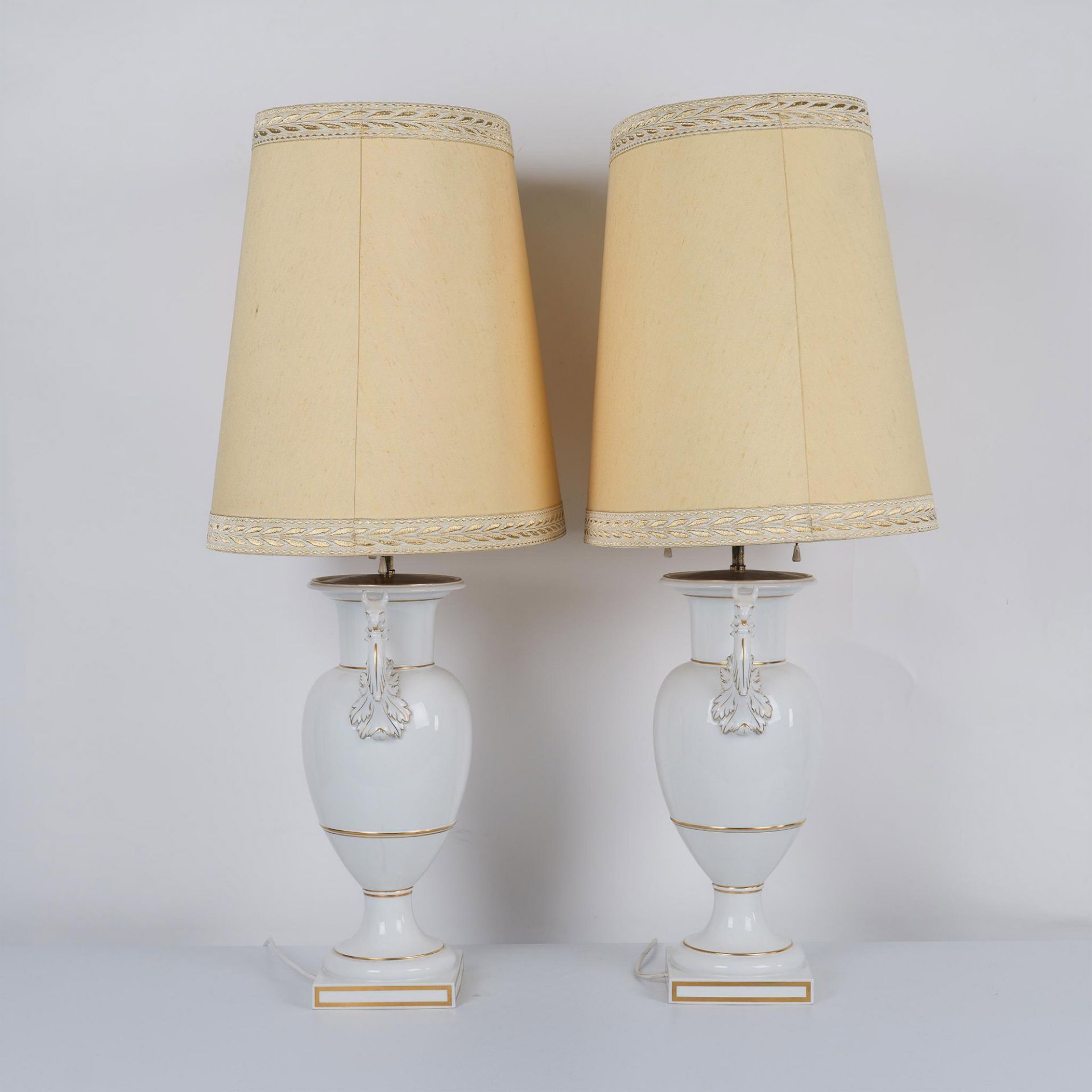 Pair of KPM White Porcelain Amphora Lamps - Image 4 of 9