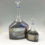 2pc Bertil Vallien for Kosta Boda Art Glass Bottles, Signed
