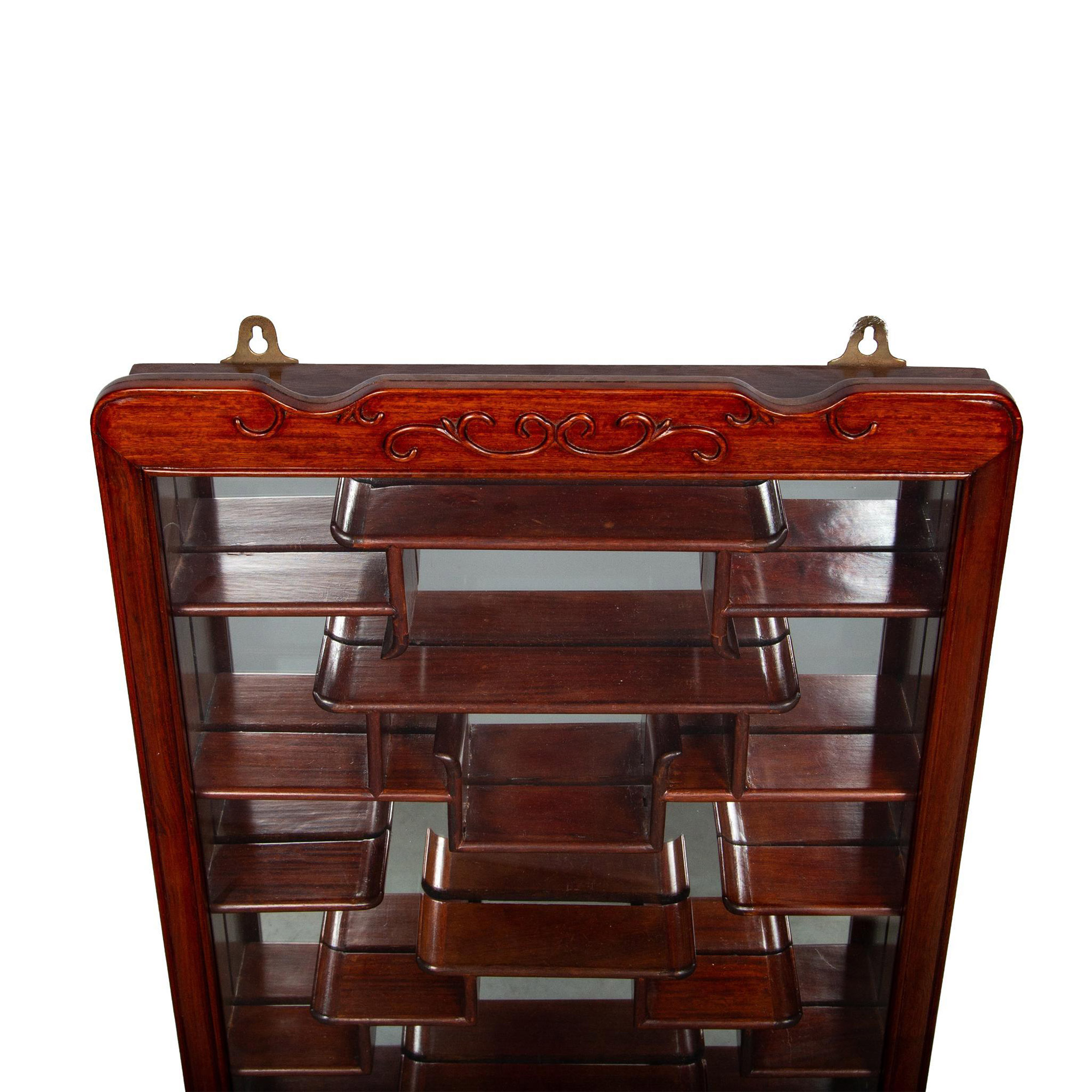 Chinese Hanging Wood Wall Display Case - Image 3 of 5