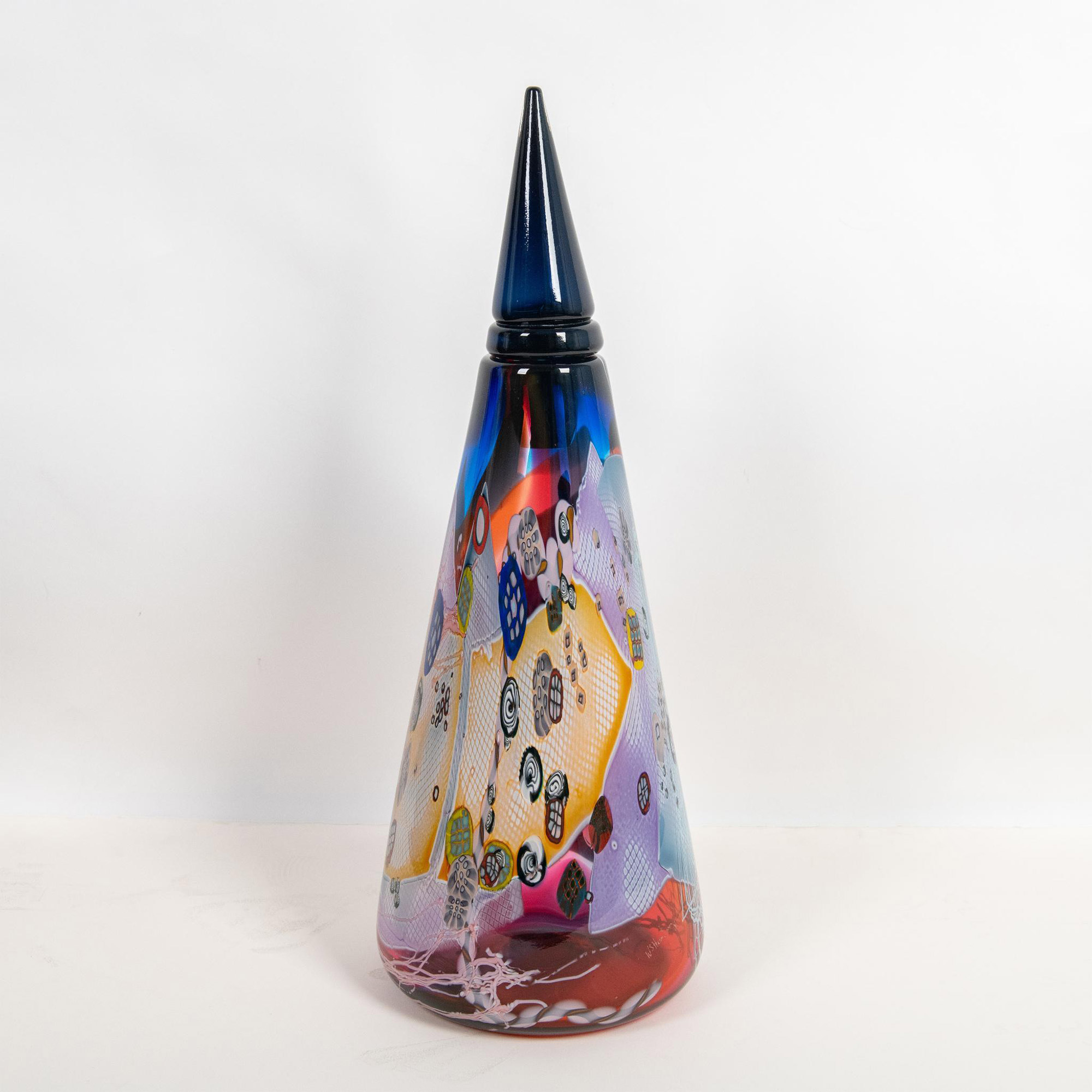 Wes Hunting, Original Hand Blown Color Glass Vessel, Signed - Image 3 of 6