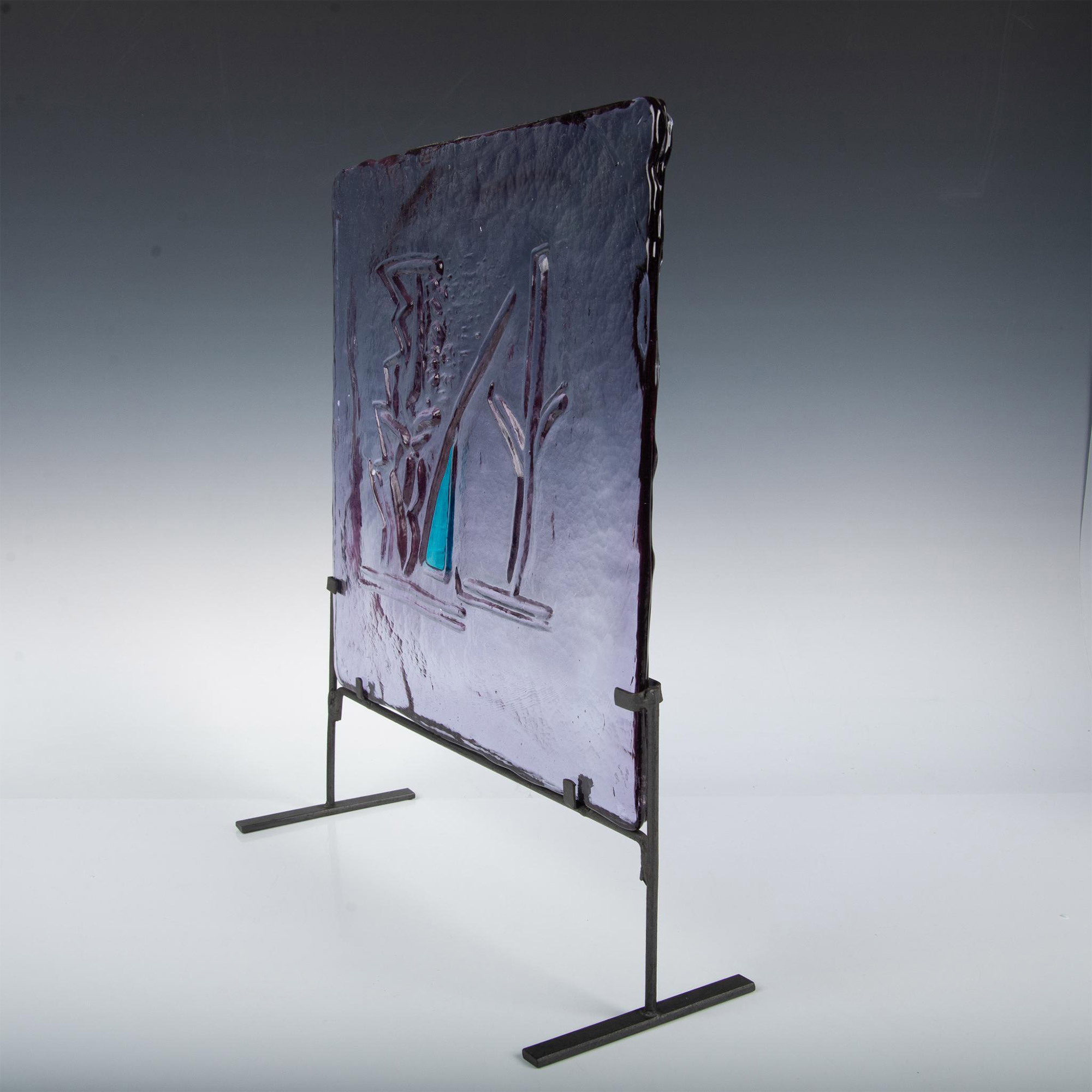 Murano Riccardo Licata Glass Tile Sculpture with Stand - Image 5 of 8