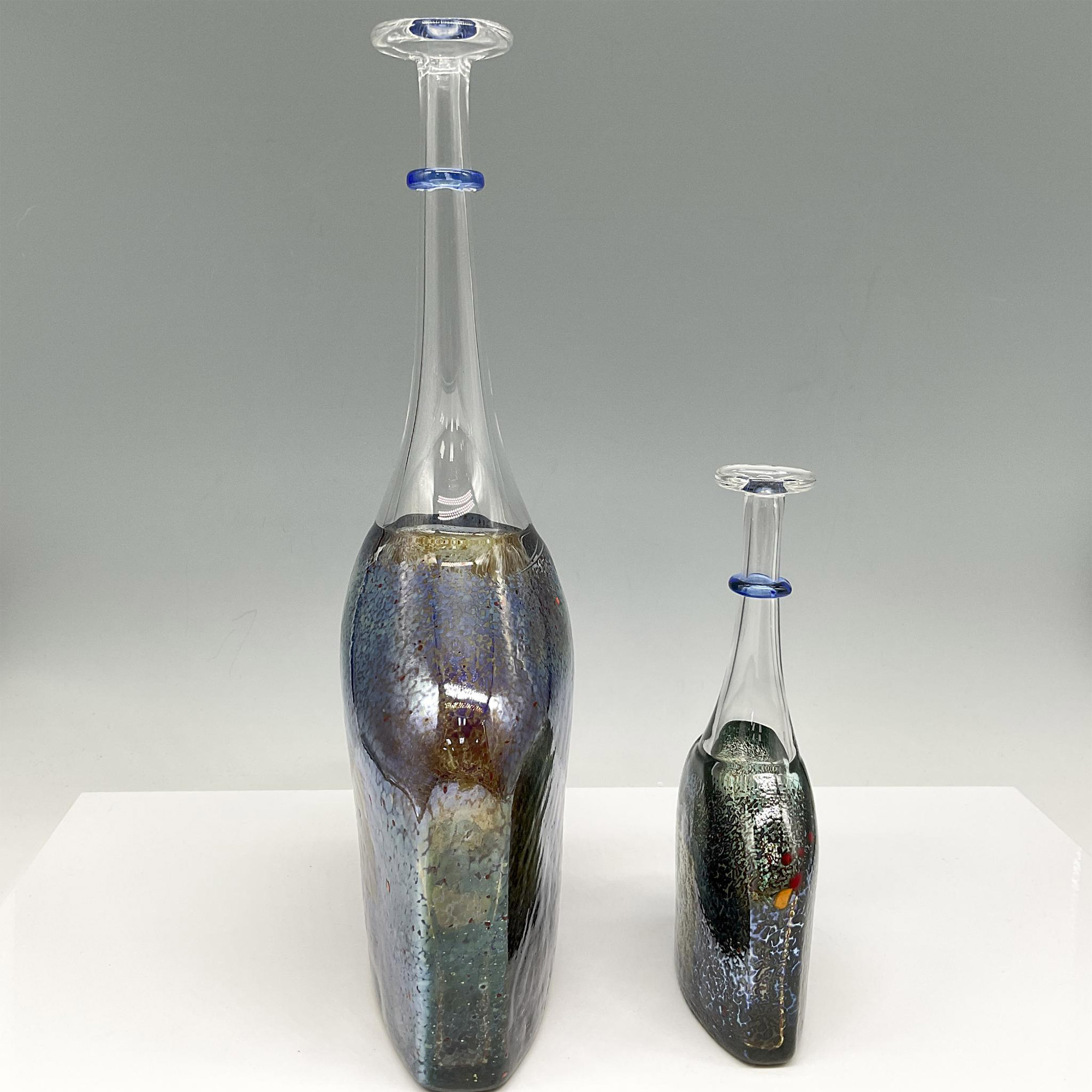 2pc Bertil Vallien for Kosta Boda Art Glass Bottles, Signed - Image 2 of 4