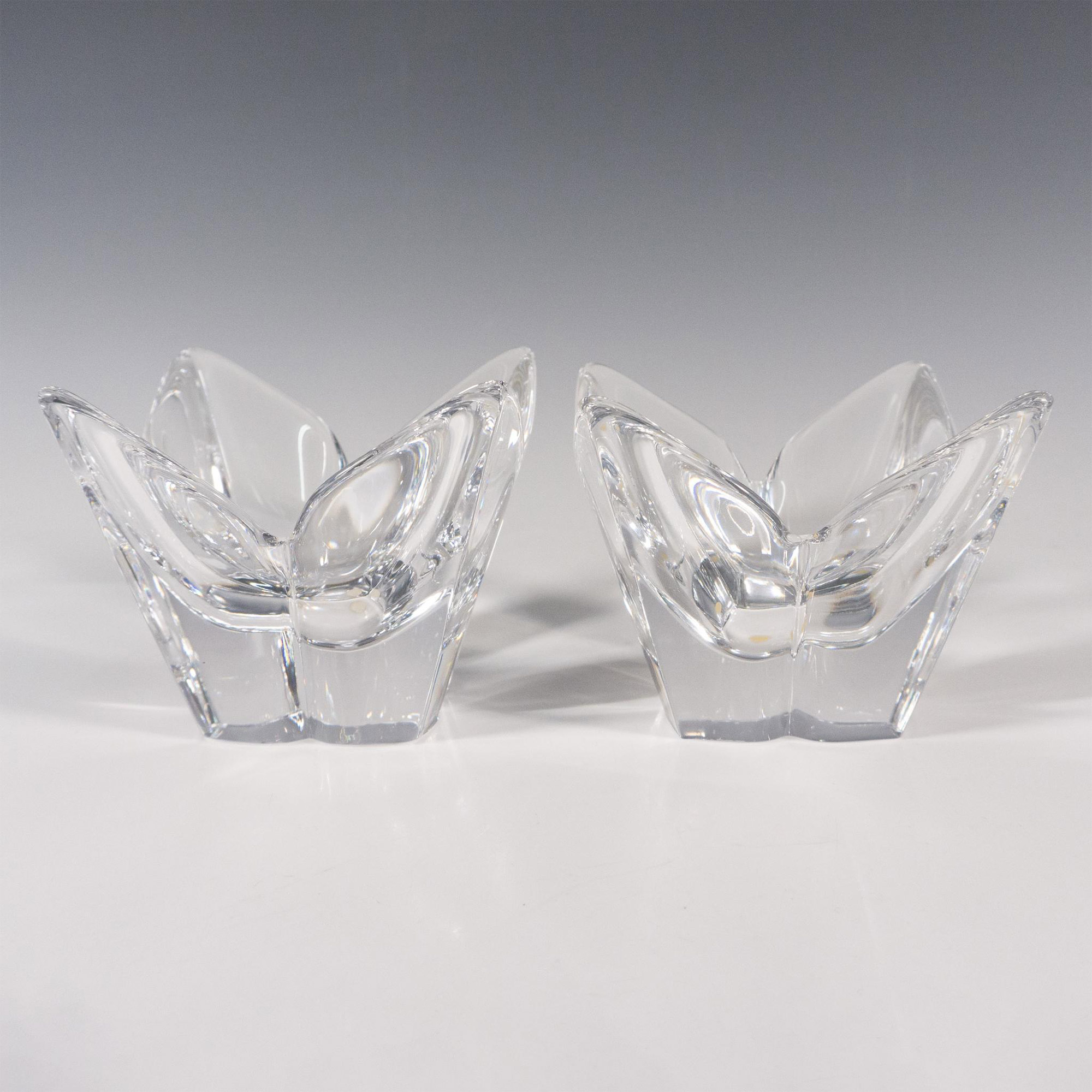 Pair of Orrefors Crystal Candle Holders, Lotus